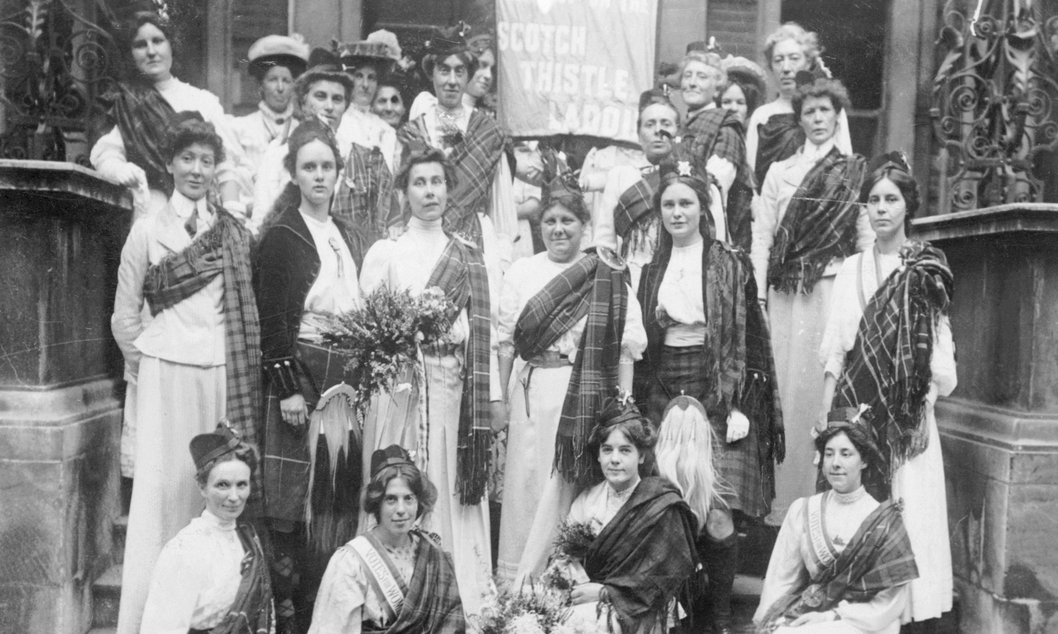 Scottish suffragettes welcome Mary Phillips, standing third from left, after she is freed from Holloway prison in London in August 1908 (Heritage Image Partnership Ltd)