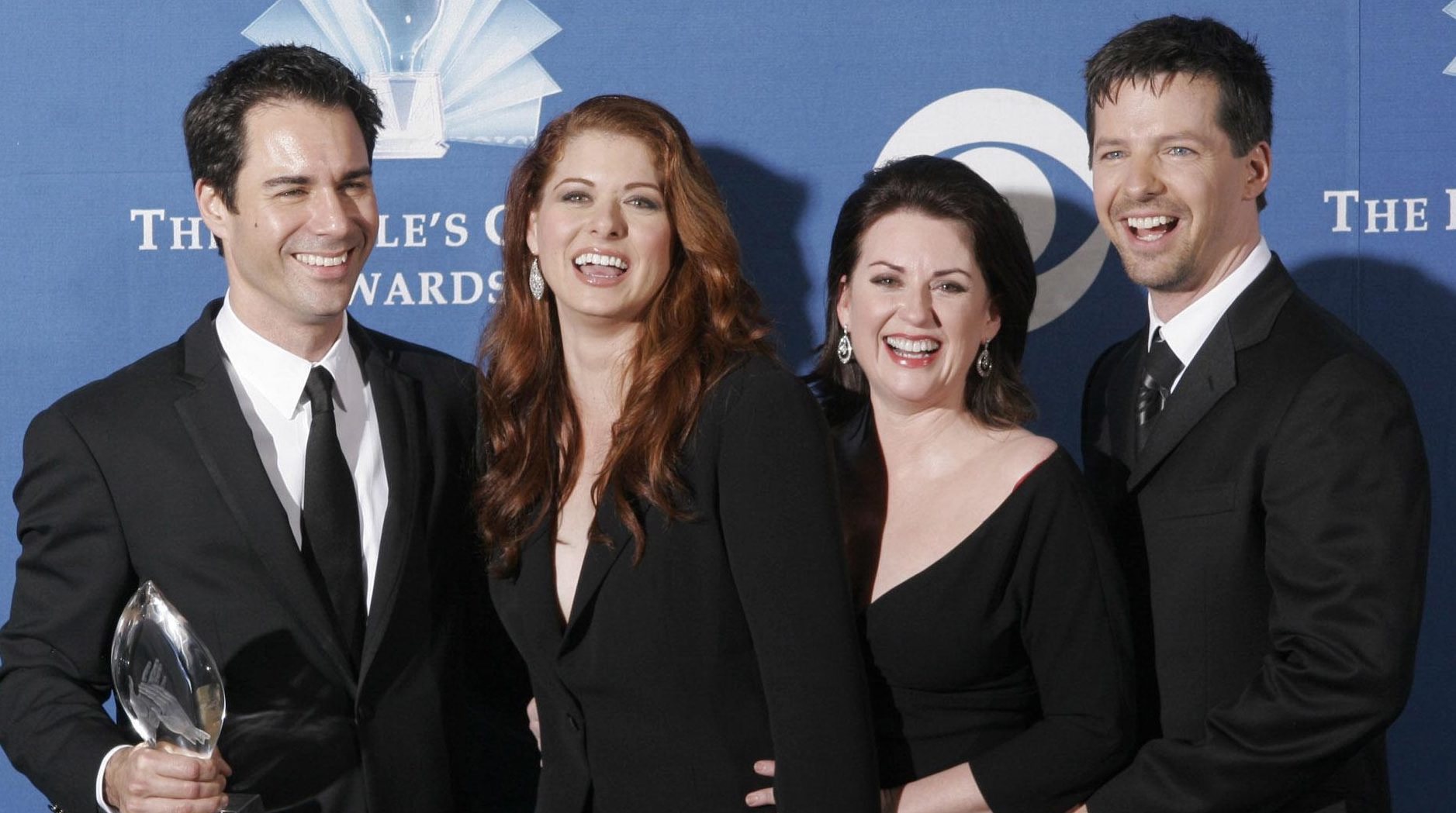 The cast of 'Will and Grace' (left to right) Eric McCormack, Debra Messing, Megan Mullally and Sean Hayes, as the return of Will & Grace saw Channel 5 more than double its audience numbers for its slot when the hit US sitcom resumed after an 11-year break. (Francis Specker/PA Wire)