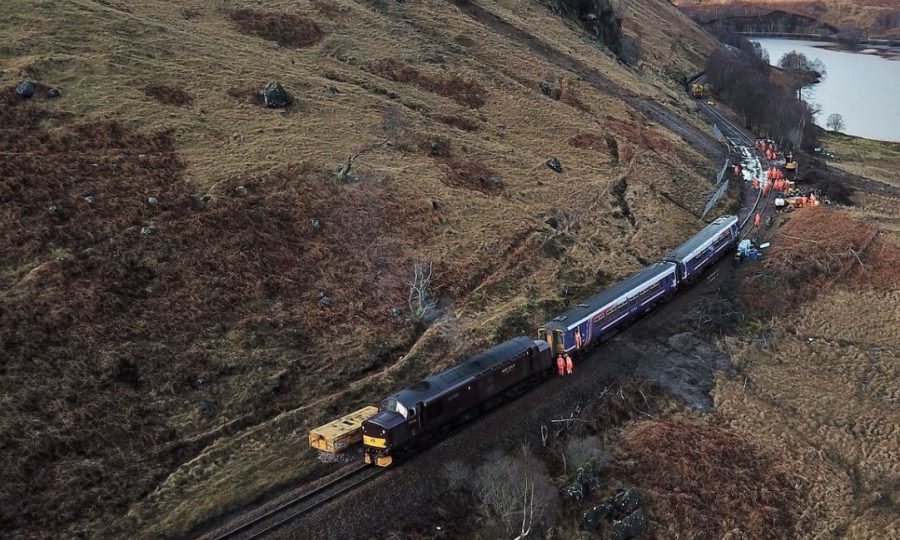 Engineers remove trapped ScotRail train at Glenfinnan landslide The