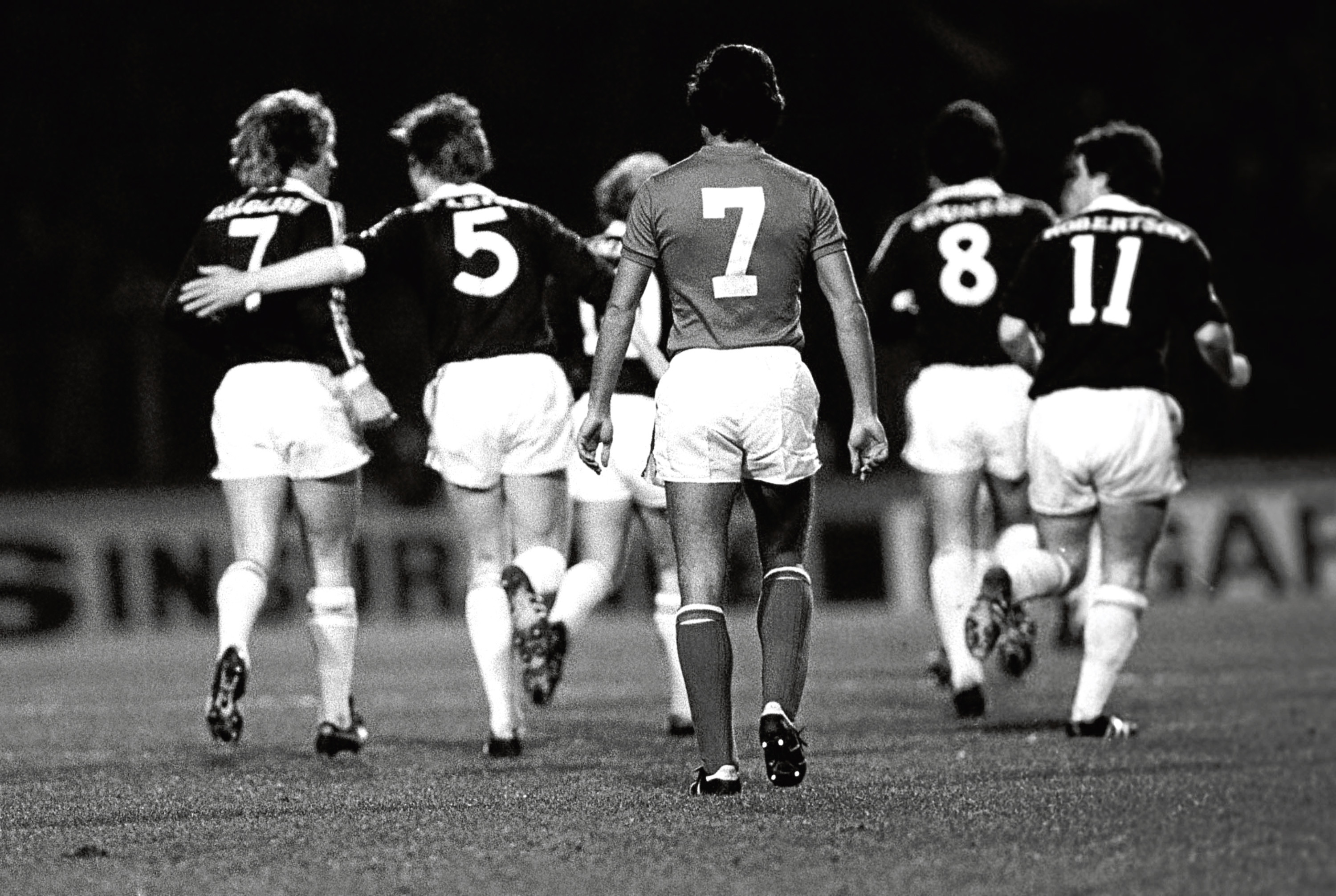 Scotland's Kenny Dalglish (left), Alex McLeish, Archie Gemmill, Graeme Souness and John Robertson celebrate (SNS)