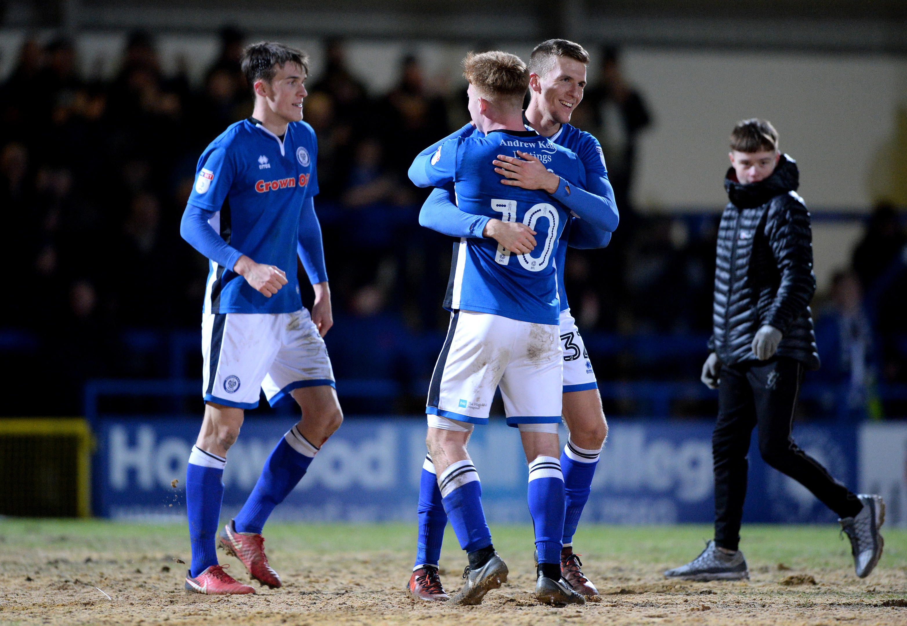 Rochdale celebrate their win over Millwall, but Spurs aren’t popping corks about their pitch (Nathan Stirk/Getty Images)