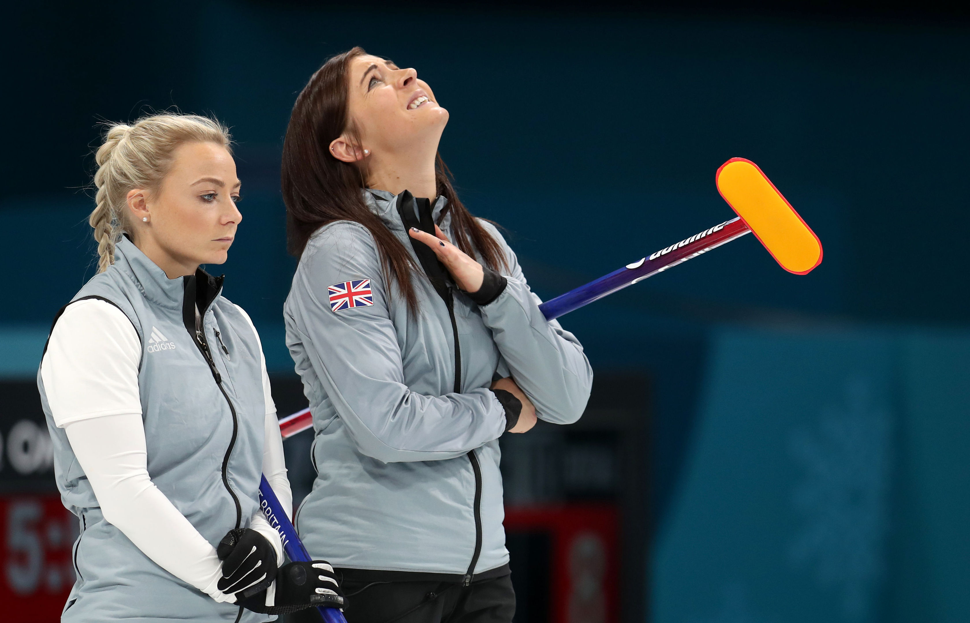 Great Britain's (left-right) Anna Sloan and skipper Eve Muirhead after their defeat (Mike Egerton/PA Wire)