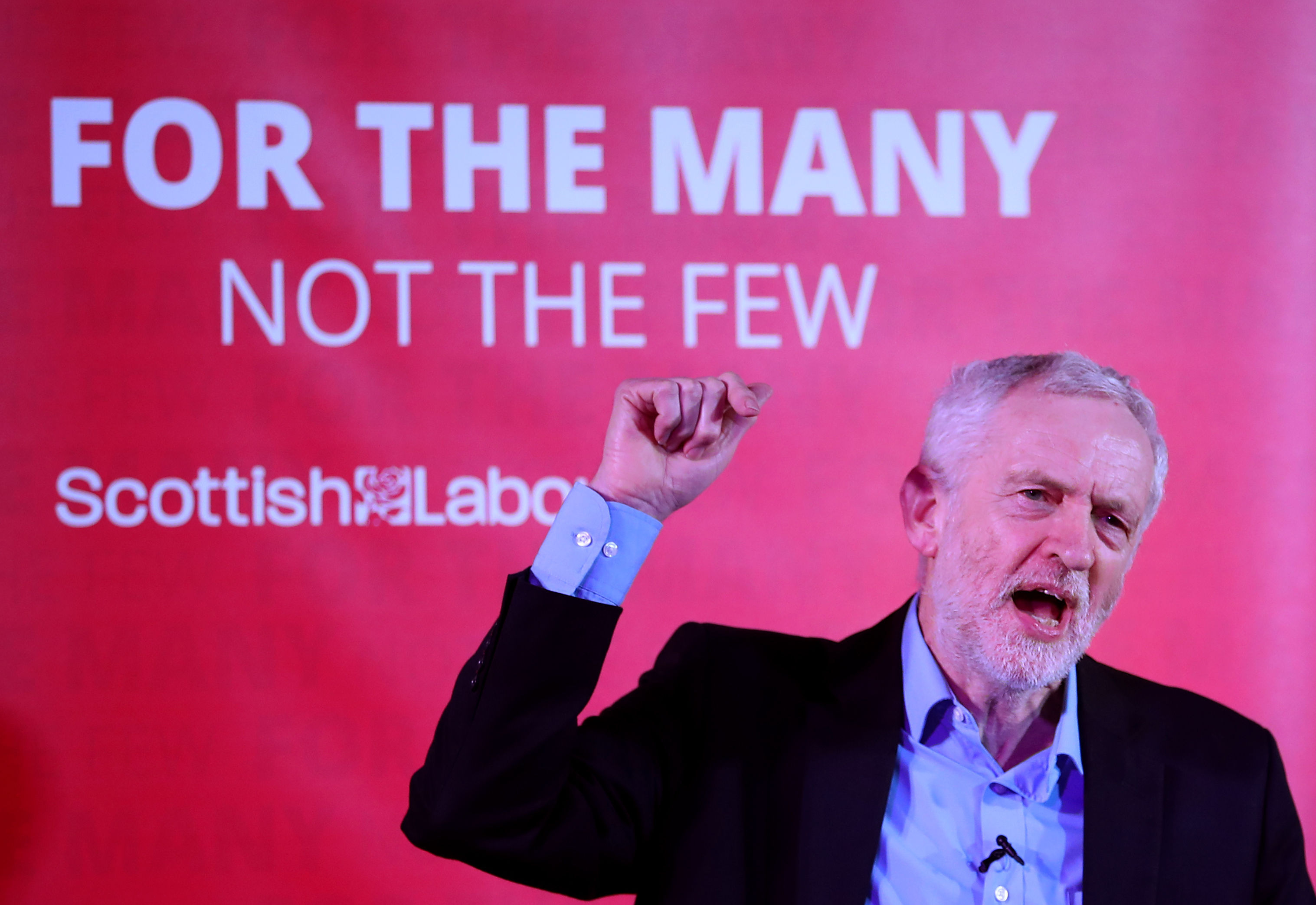 Labour leader Jeremy Corbyn speaks at a campaign rally at the Shottstown Miners Welfare Hall, Penicuik, Midlothian (Jane Barlow/PA Wire)