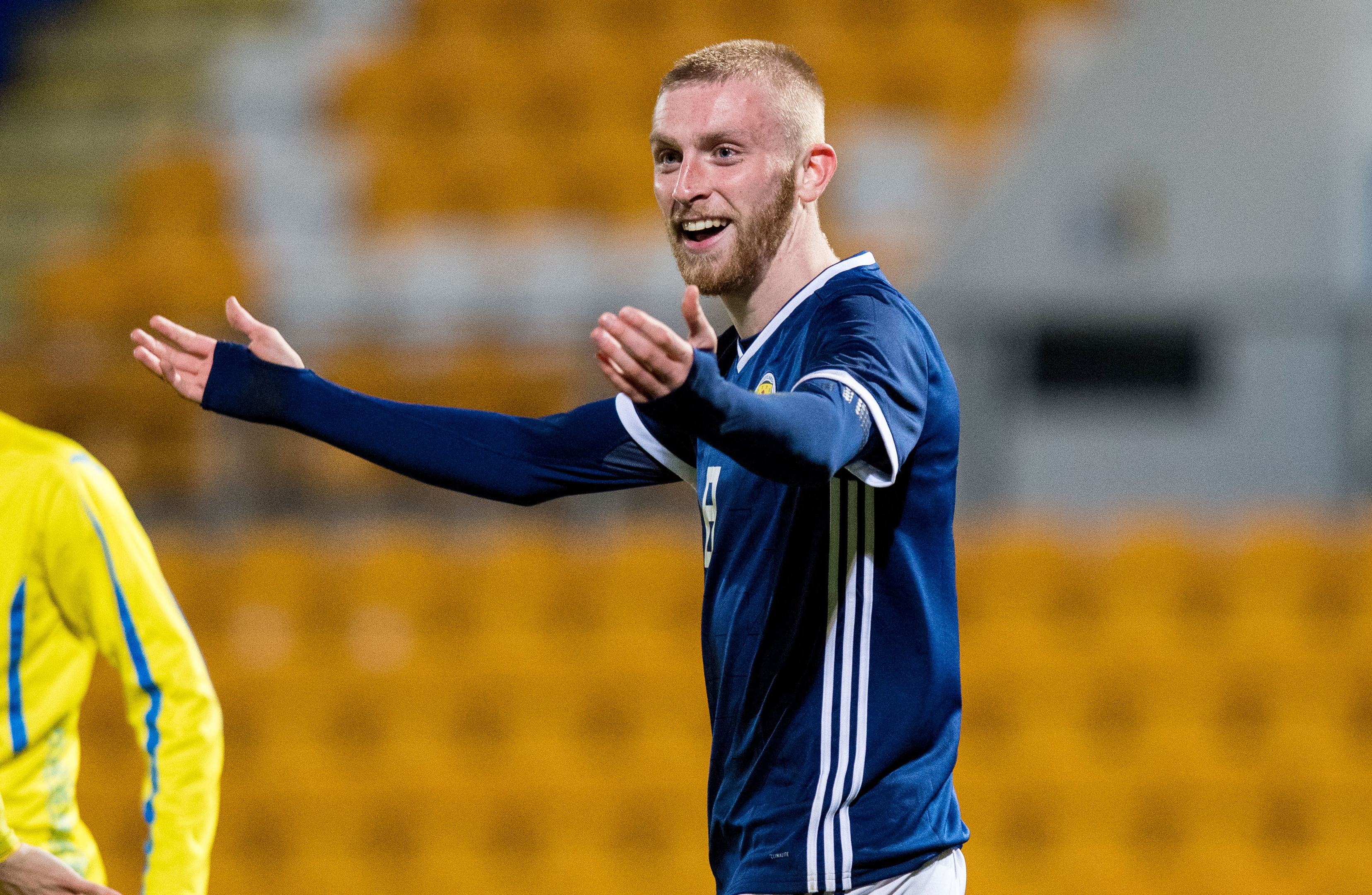 Oliver McBurnie in action for Scotland under-21s (SNS Group)