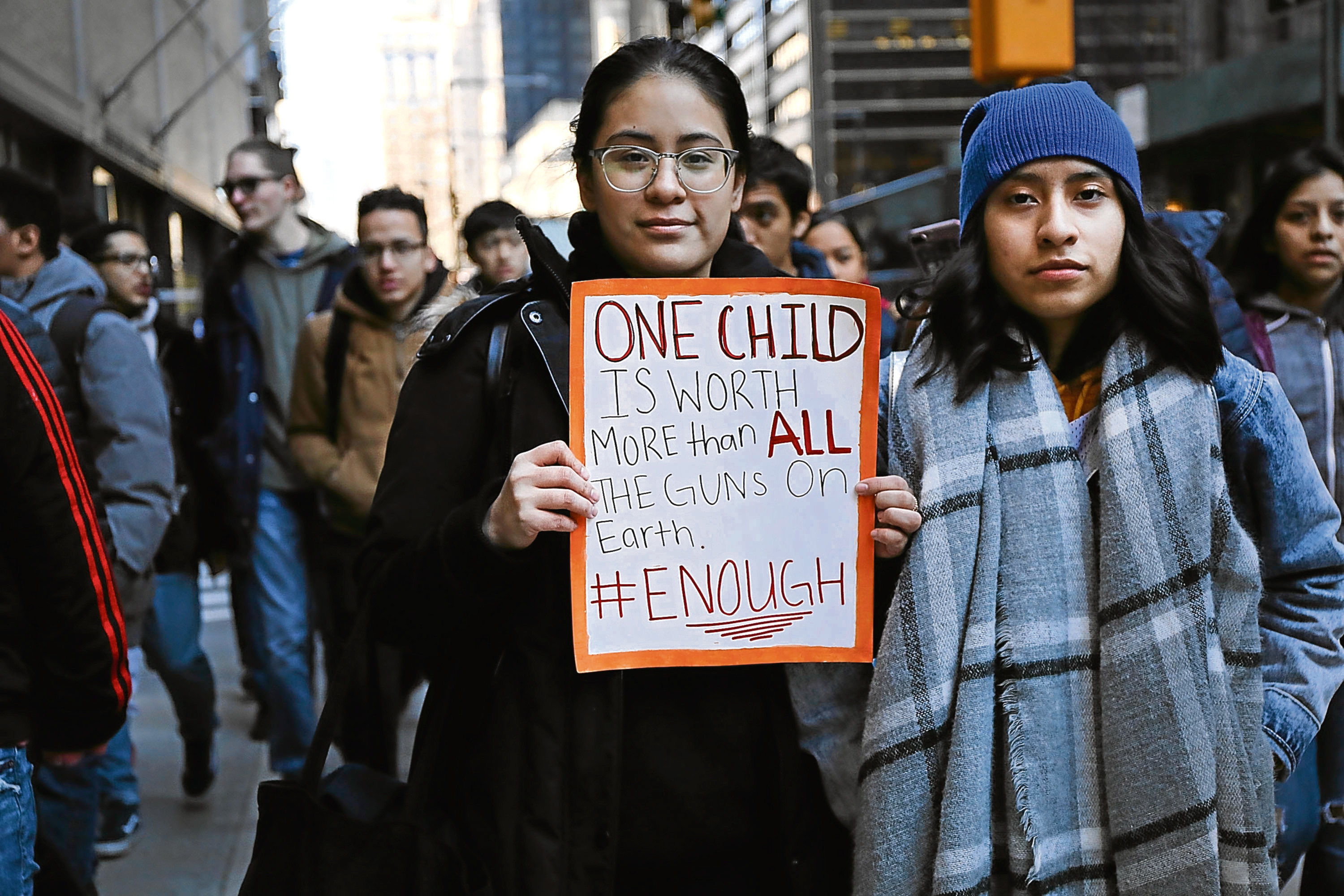 Students from surrounding schools gather at Zuccotti Park in lower Manhattan to mark one month since the high school shooting in Parkland, Florida and to demand an end to gun violence on March 14, 2018 in New York City  (Spencer Platt/Getty Images)