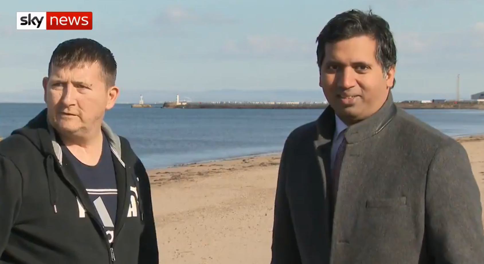 Faisal Islam encountered a curious passer-by in Ayr (Sky News / Twitter)