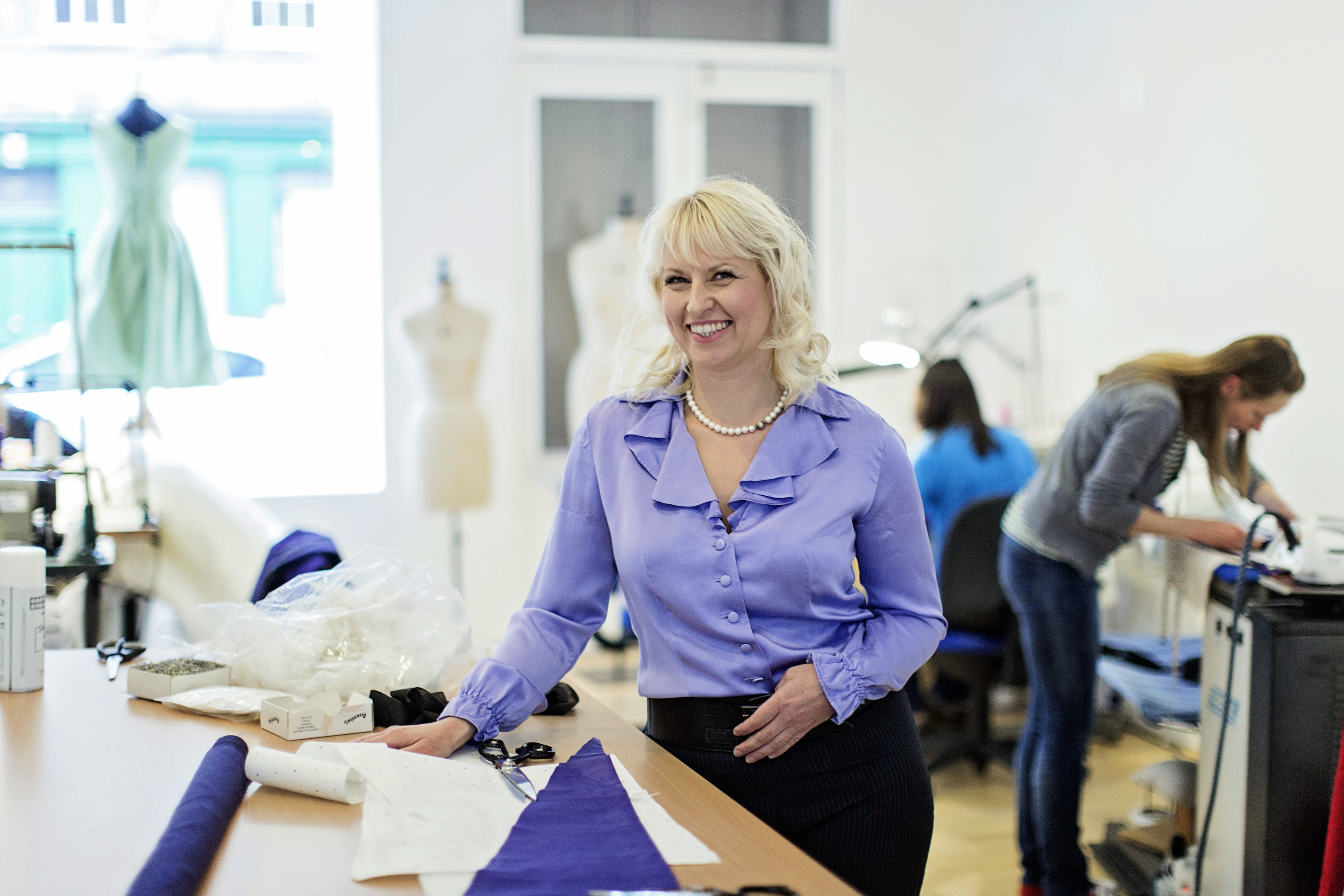 Mette Baillie, who suffered from breast cancer, but changed her medical regime so that she could continue to make wedding dresses. (Paul Raeburn)