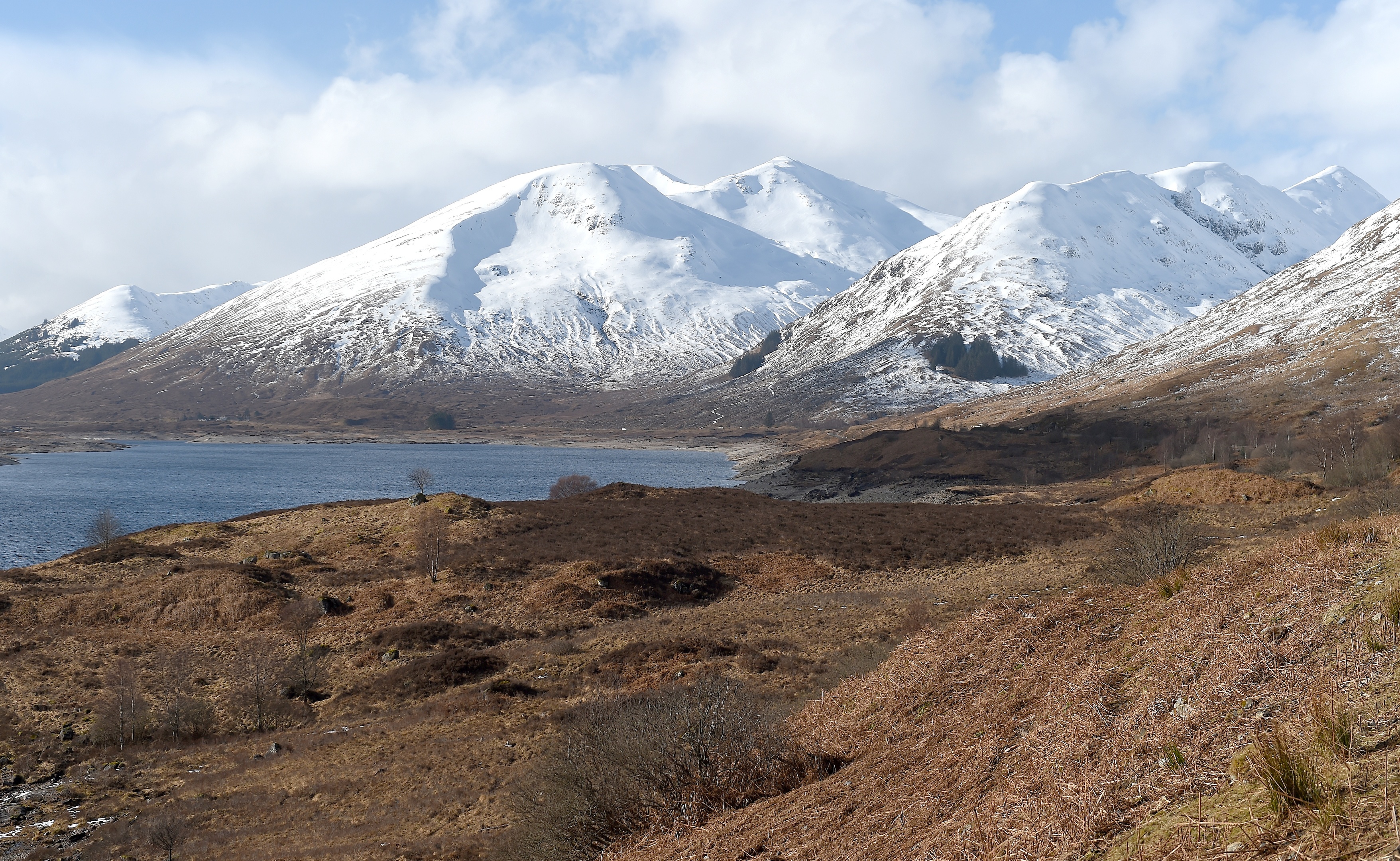 Loch Cluanie in Inverness-shire with its surrounding hills covered in snow (Sandy McCook / DC Thomson)