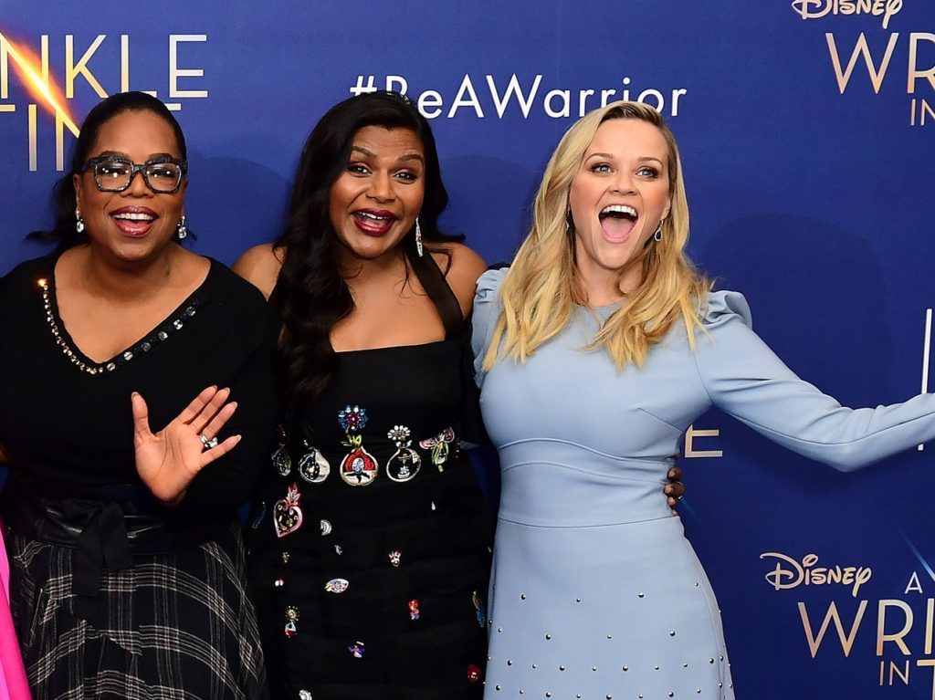 prah Winfrey, Mindy Kaling and Reese Witherspoon at the A Wrinkle In Time European premiere (Ian West/PA)