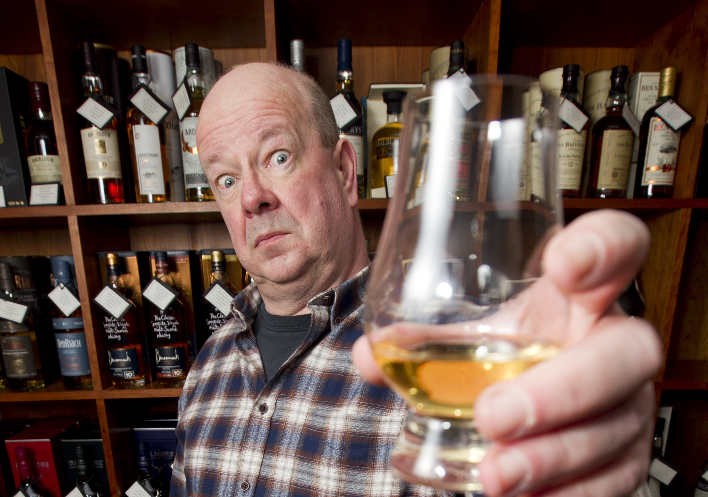 Ian Gillan, who bought a special bottle of Ardbeg whisky, and found out it was going to cost him much more to be sent to his home in Blairgowrie, than it would if he lived in London. (Andrew Cawley/DC Thomson)