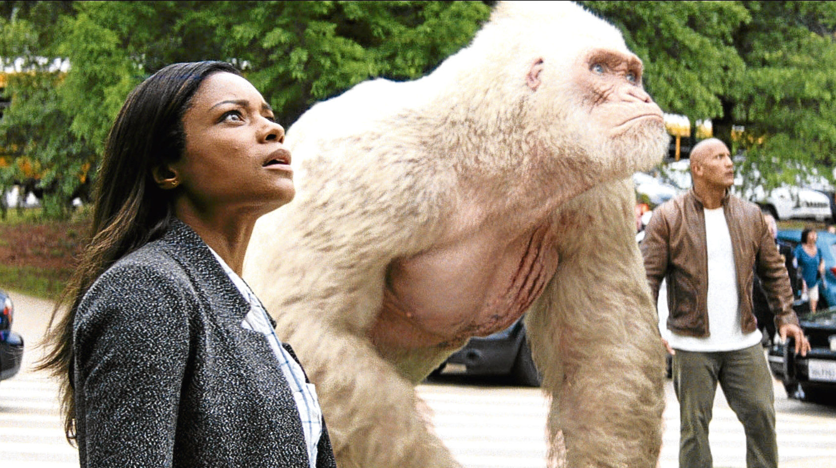 Naomie Harris and Dwayne Johnson in Rampage (Allstar/NEW LINE CINEMA)