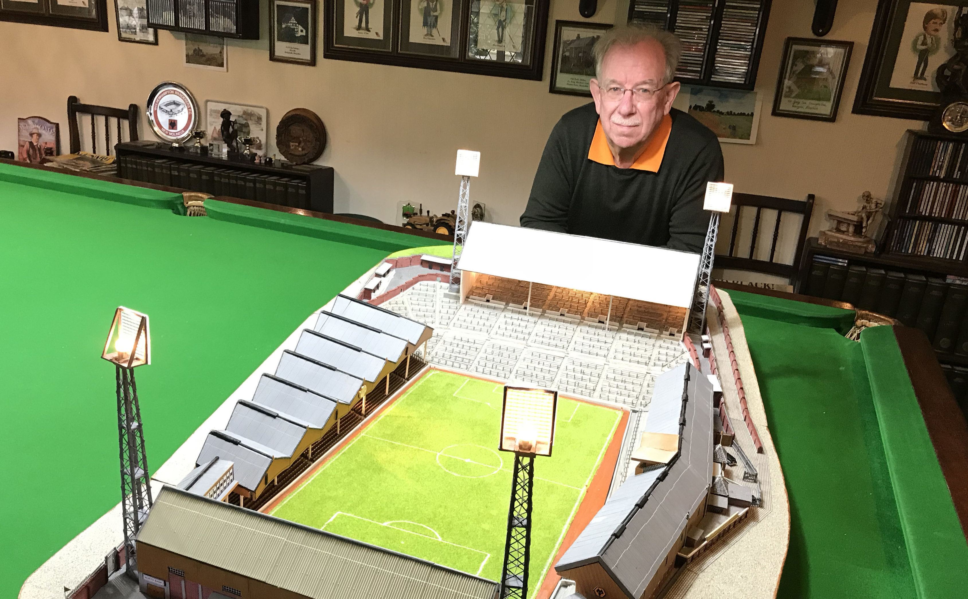 Retired accountant Chris Jepson has spent more than 500 hours making a scale model of the Molineux Stadium (Phil Barnett /PA Wire)