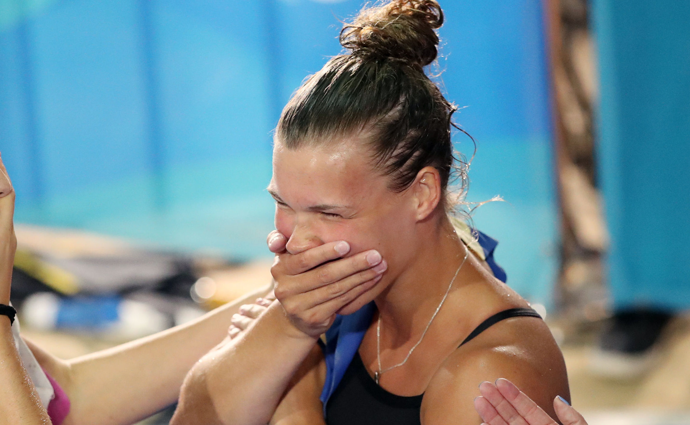 Scotland's Grace Reid celebrates Gold in the Women's 1m Springboard Final at the Optus Aquatic Cen (Danny Lawson/PA Wire)