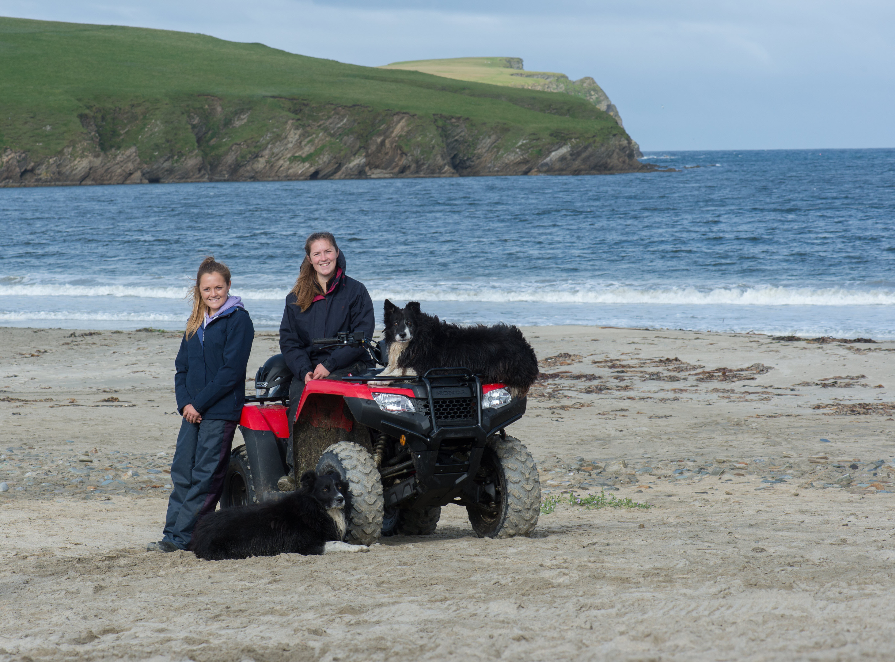 Aimee and Kirsty Budge at Bigton farm, Shetland