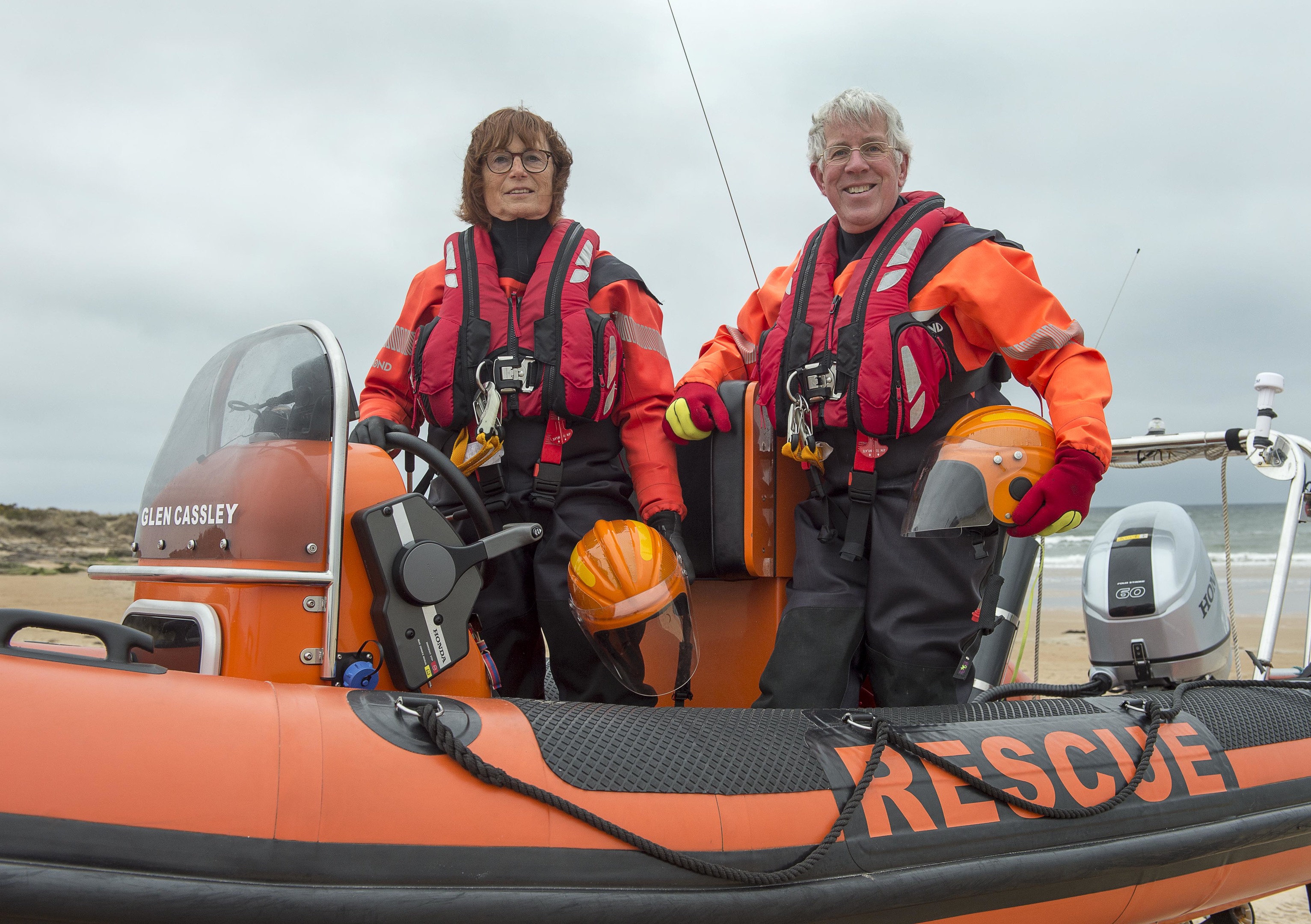 Ashley Rose with her partner Jerry Horak aboard the lifeboat (Trevor Martin)