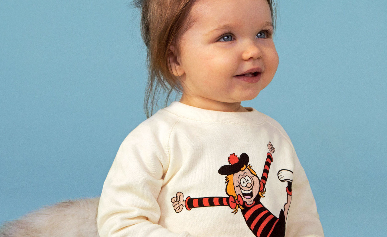 18-month-old Ava wearing the new Beano X Stella McCartney kid clothing range (Stella McCartney/Beano Studios /PA Wire)