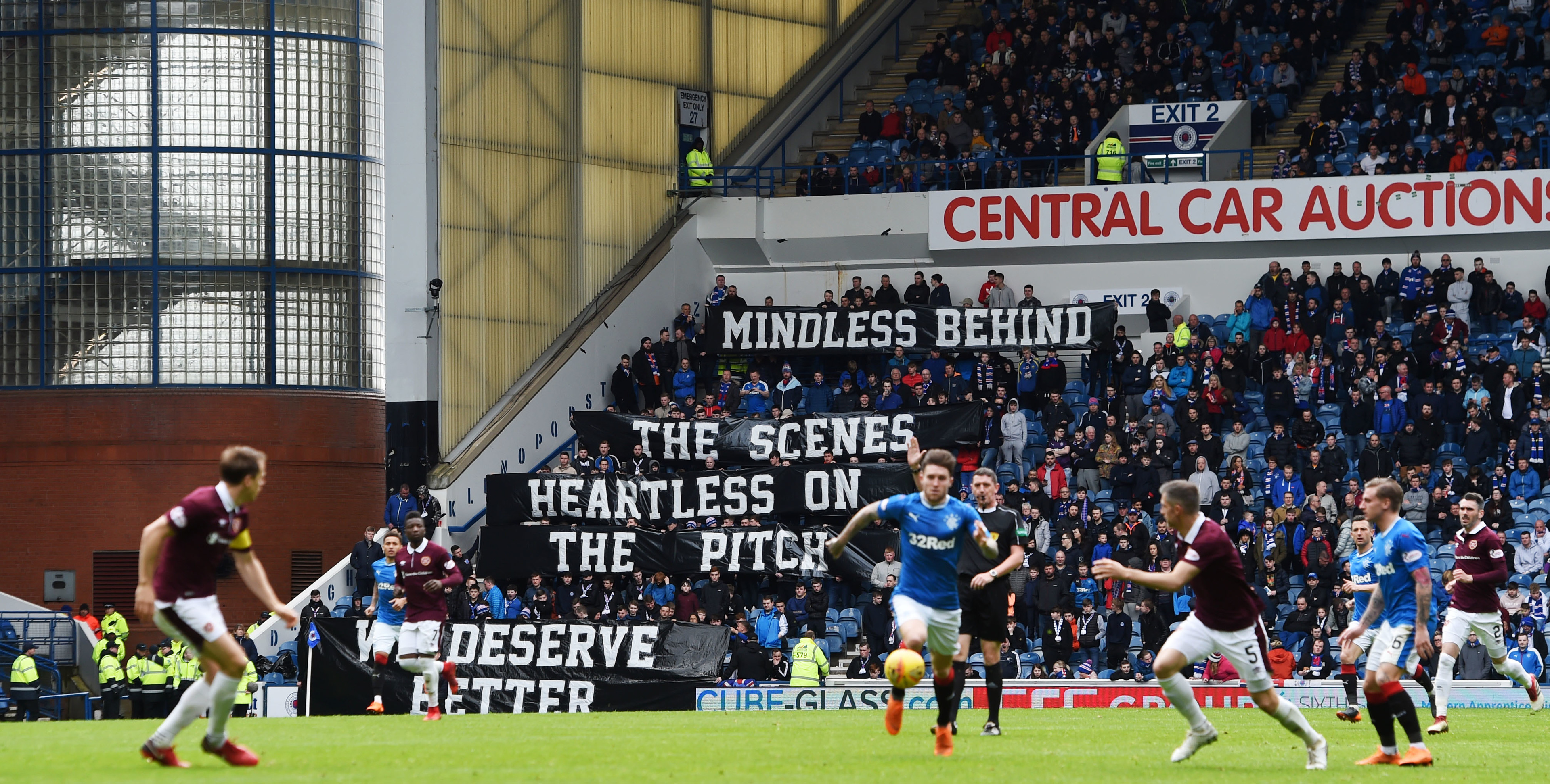 Rangers fans display a banner at the match against Hearts (SNS Group / Craig Foy)