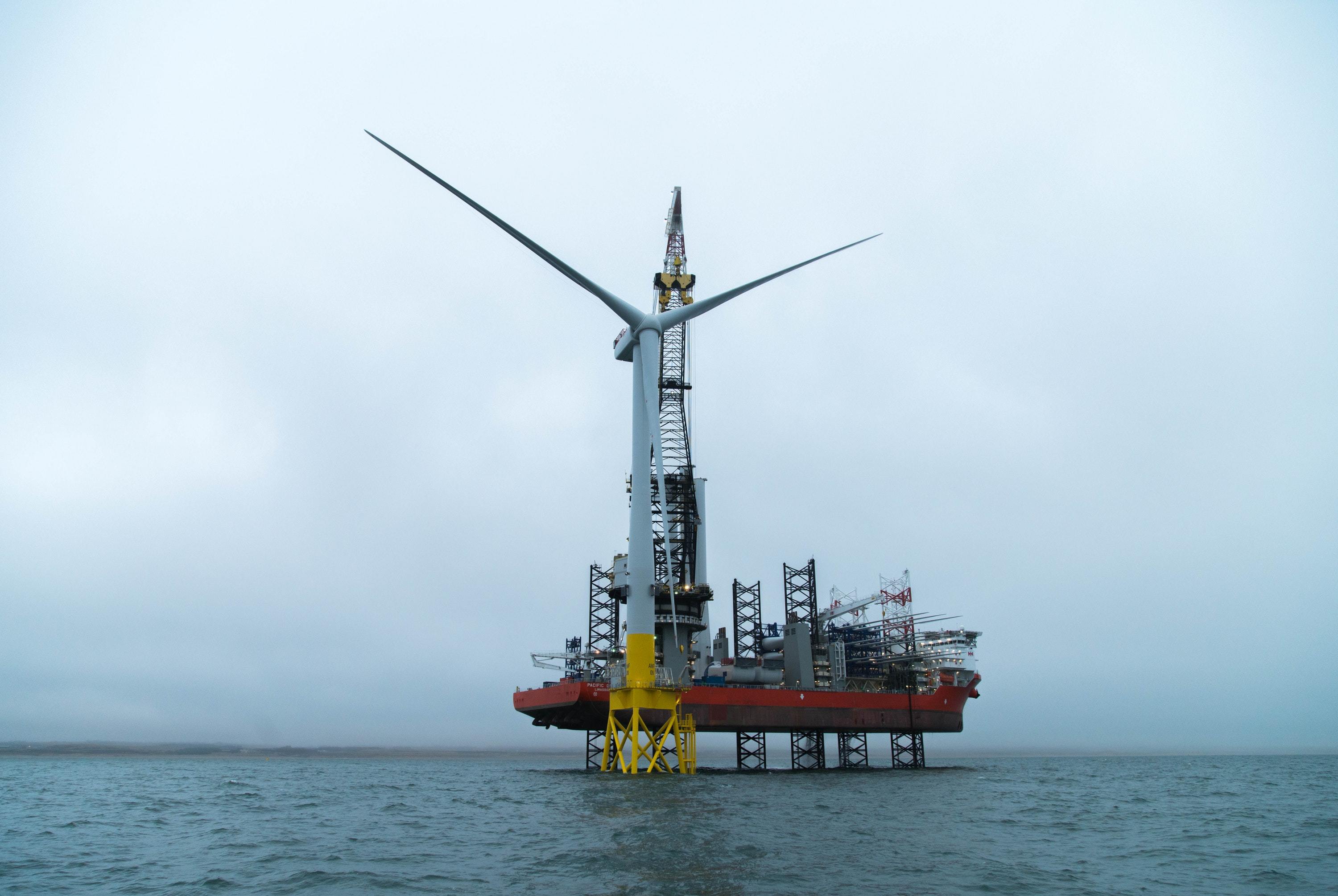 The first turbine to be installed at the EOWDC, off the coast of Aberdeen (TVP Film and Multimedia Ltd/PA)