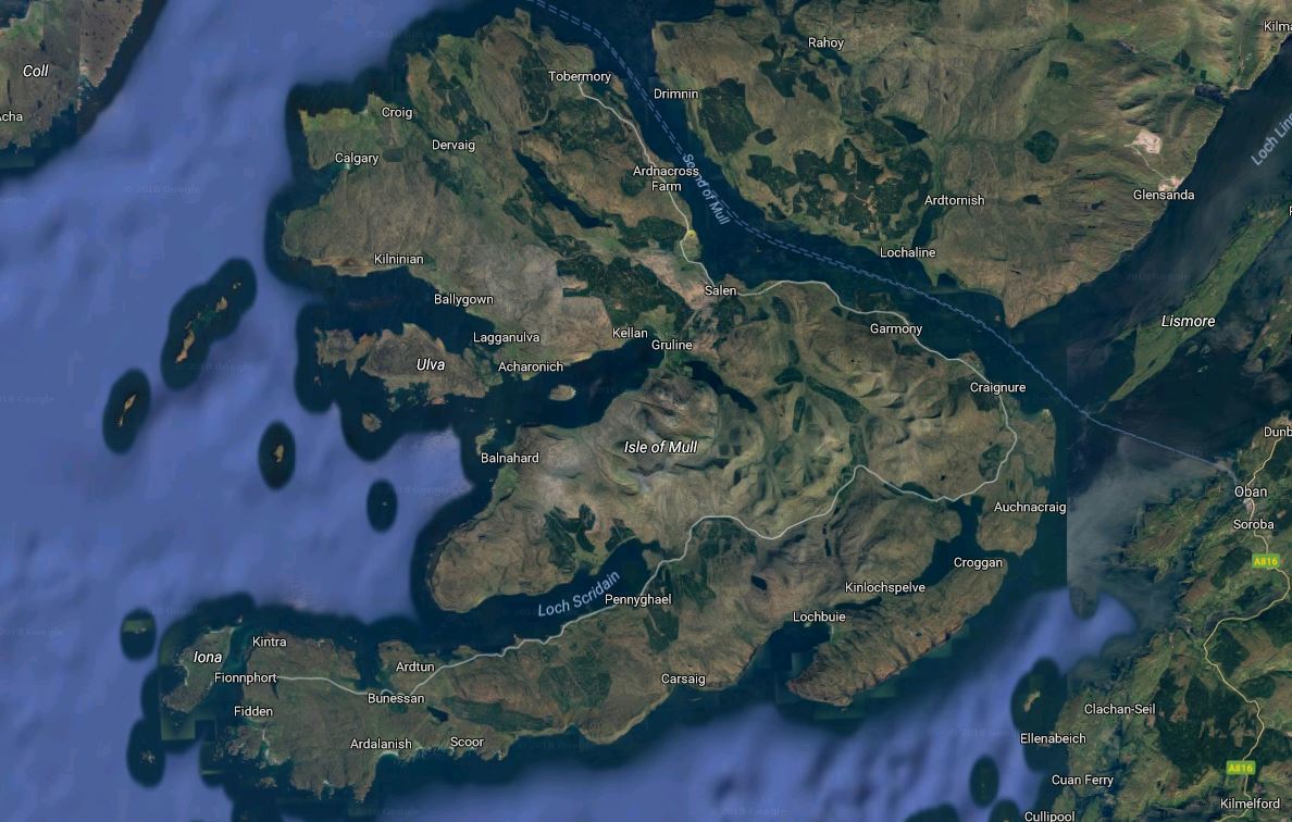 The Isle of Mull (Google Maps)