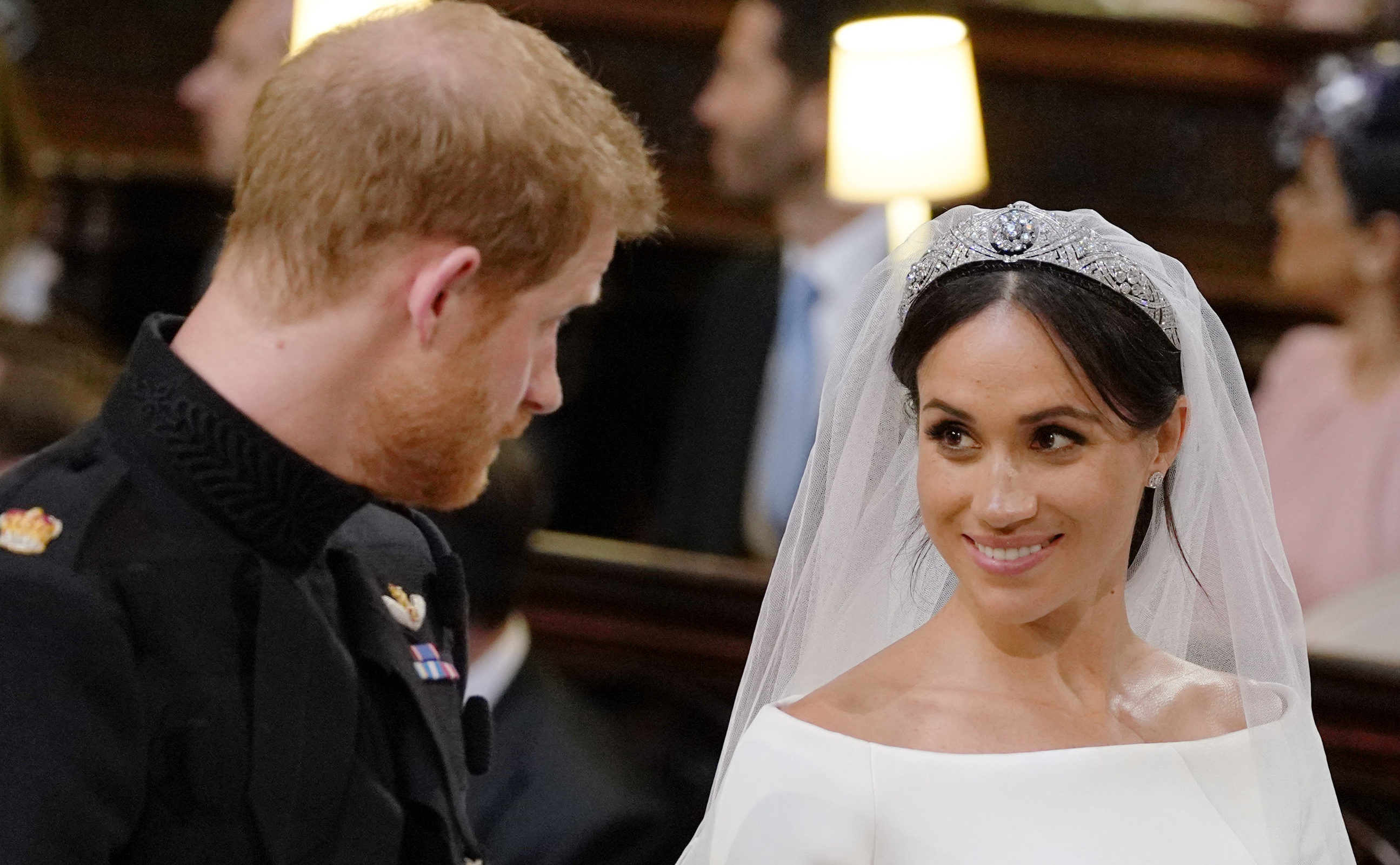 Harry and Meghan look into each other’s eyes during the  service (Dominic Lipinski - WPA Pool/Getty Images)
