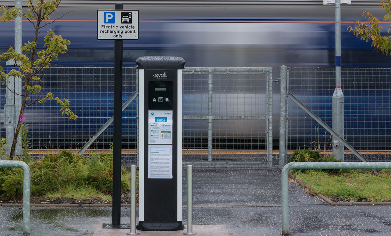 A charging point at Bathgate station