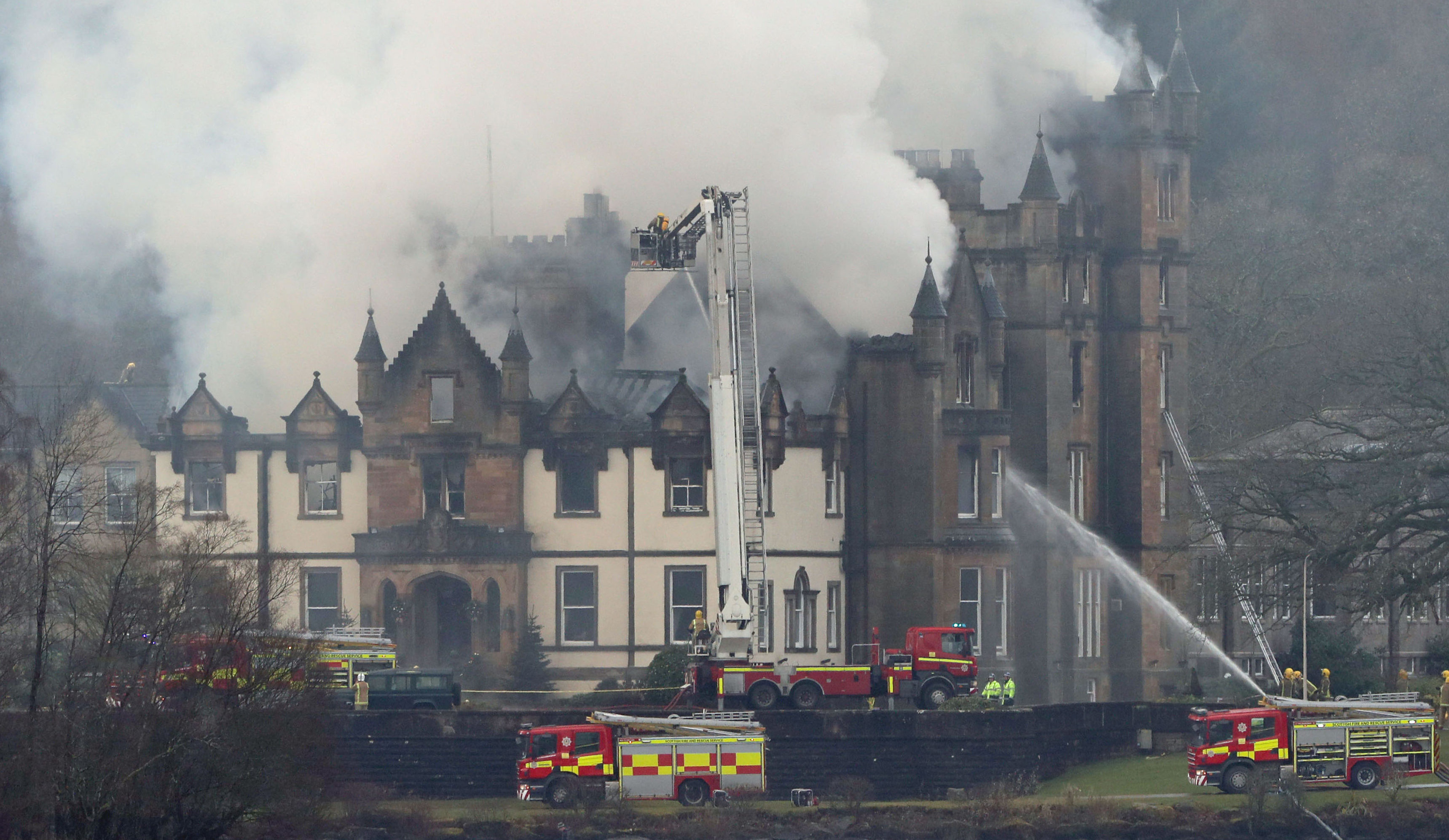 Firefighters at the scene following a fire at the Cameron House Hotel on the banks of Loch Lomond (Andrew Milligan/PA Wire)