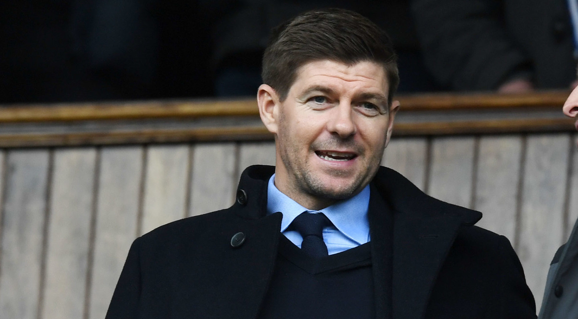 Steven Gerrard on a visit to Ibrox earlier this season (SNS Group)