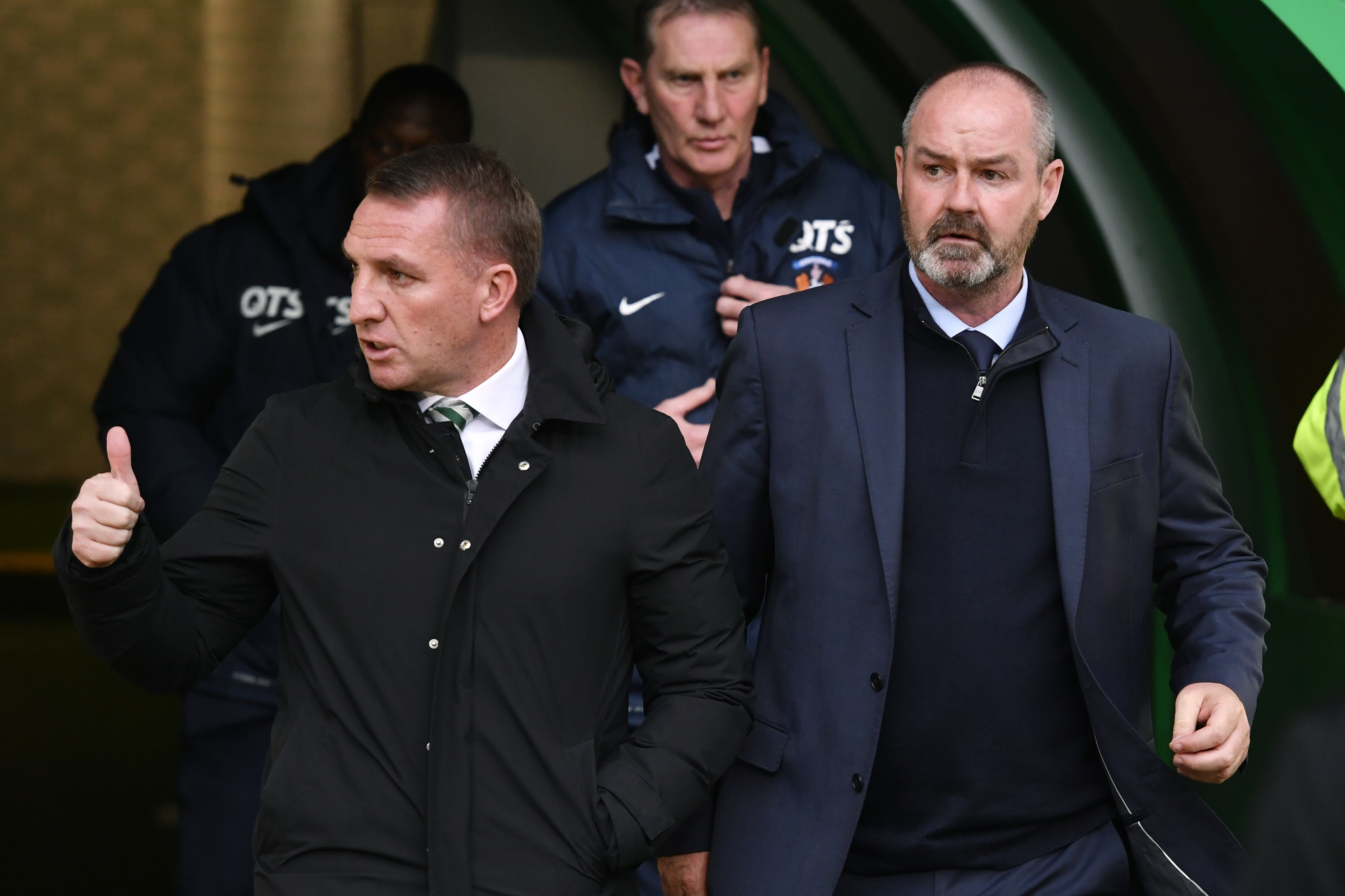 Celtic manager Brendan Rodgers and Kilmarnock manager Steve Clarke (SNS Group / Rob Casey)