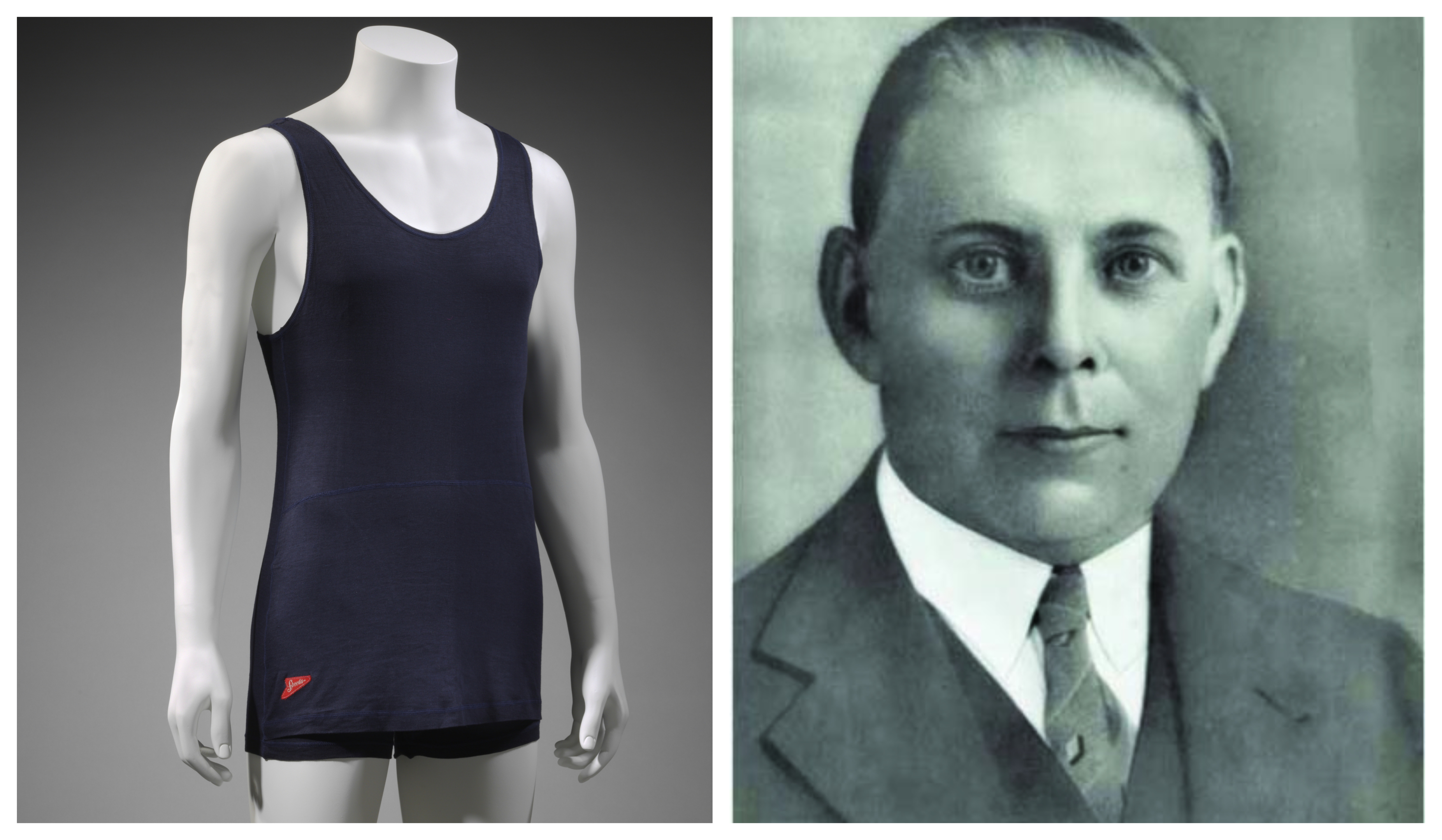 The V&A in Dundee will display Speedo founder Alexander MacRae's (right) Racerback suit