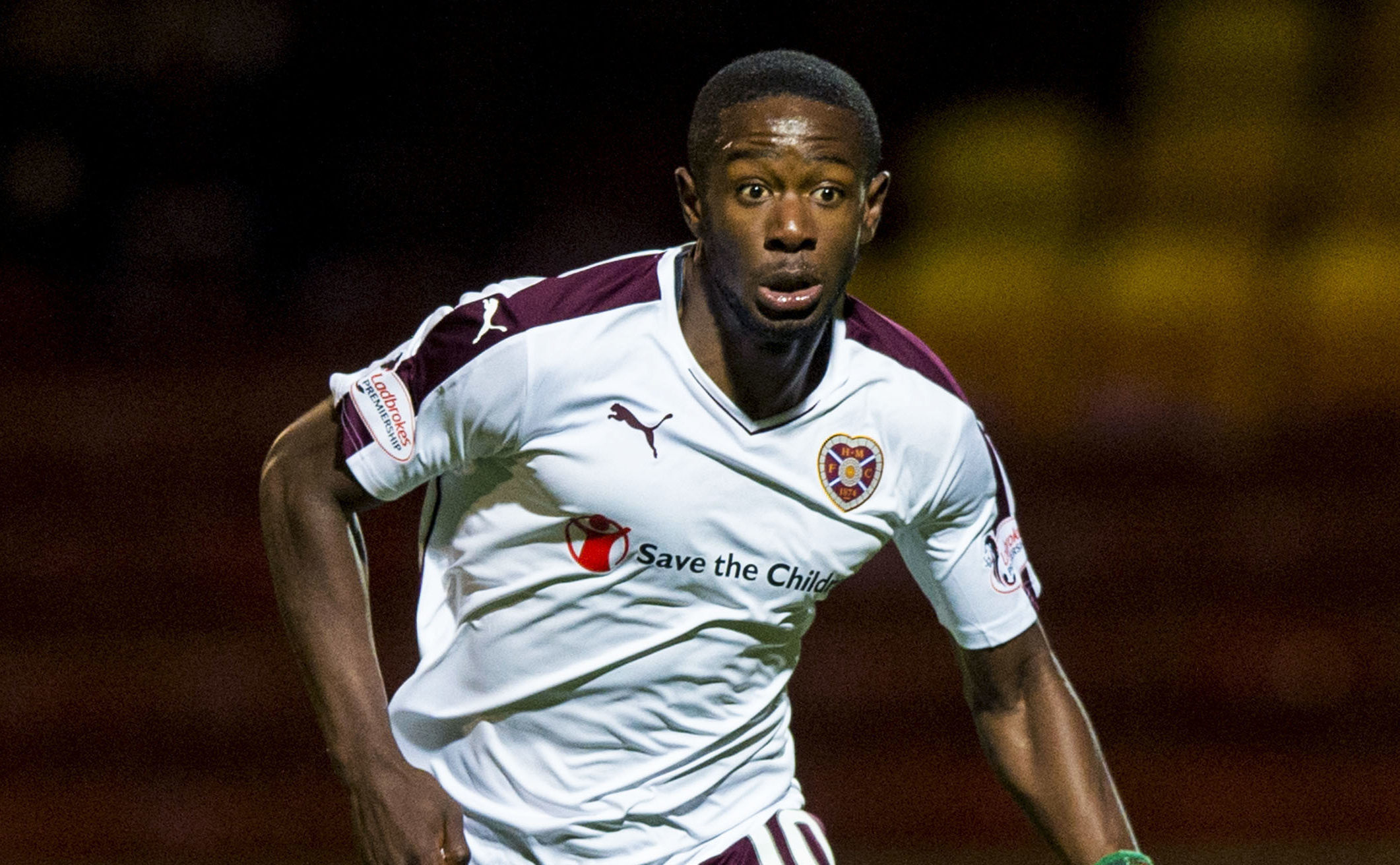Arnaud Djoum in action for Hearts (SNS Group)