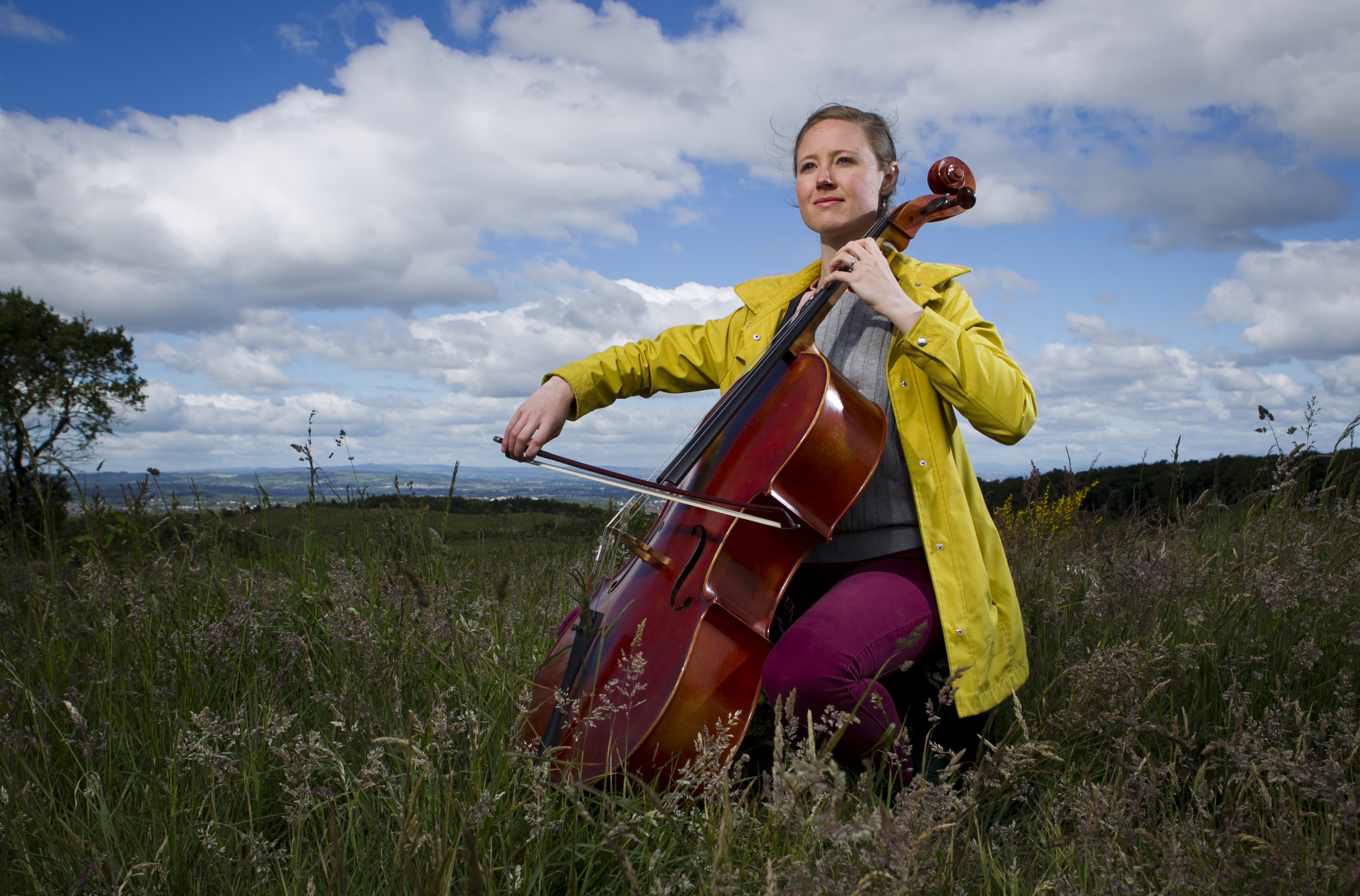 Cellist Heidi van der Swaagh on the Cathkin Braes last week (Andrew Cawley / DC Thomson)