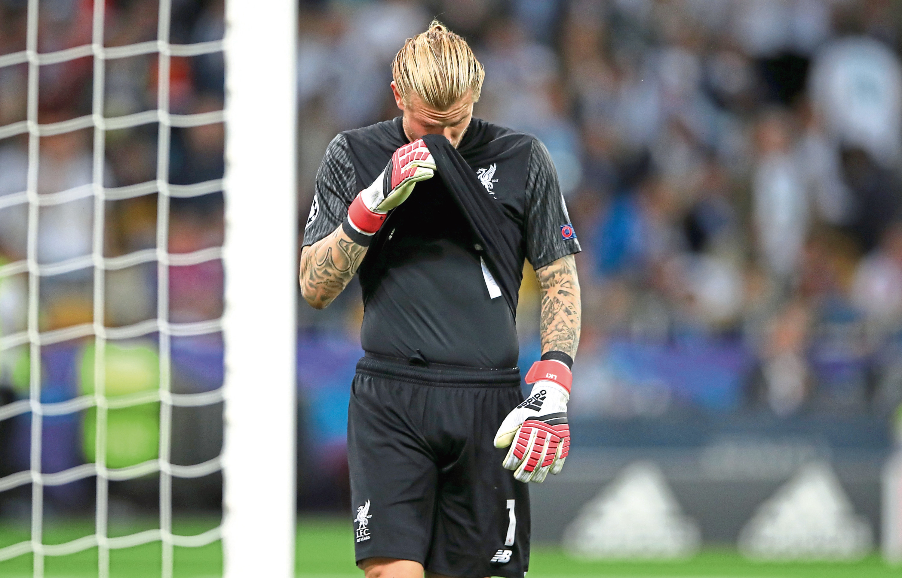 Liverpool goalkeeper Loris Karius is dejected during the UEFA Champions League Final at (Nick Potts / PA Wire)