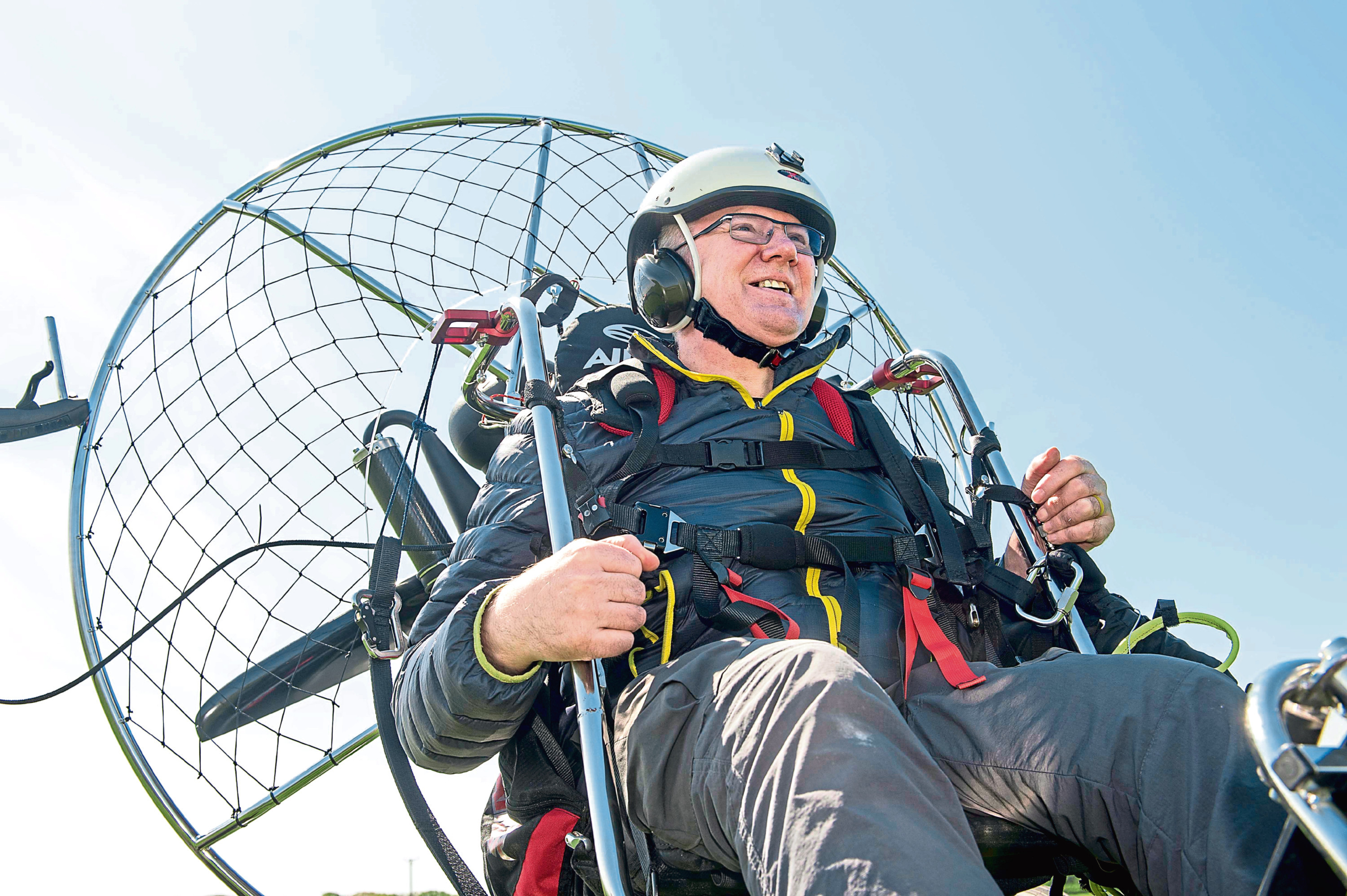 Paramotor man John Newton gets set to fly (Trevor Martin)