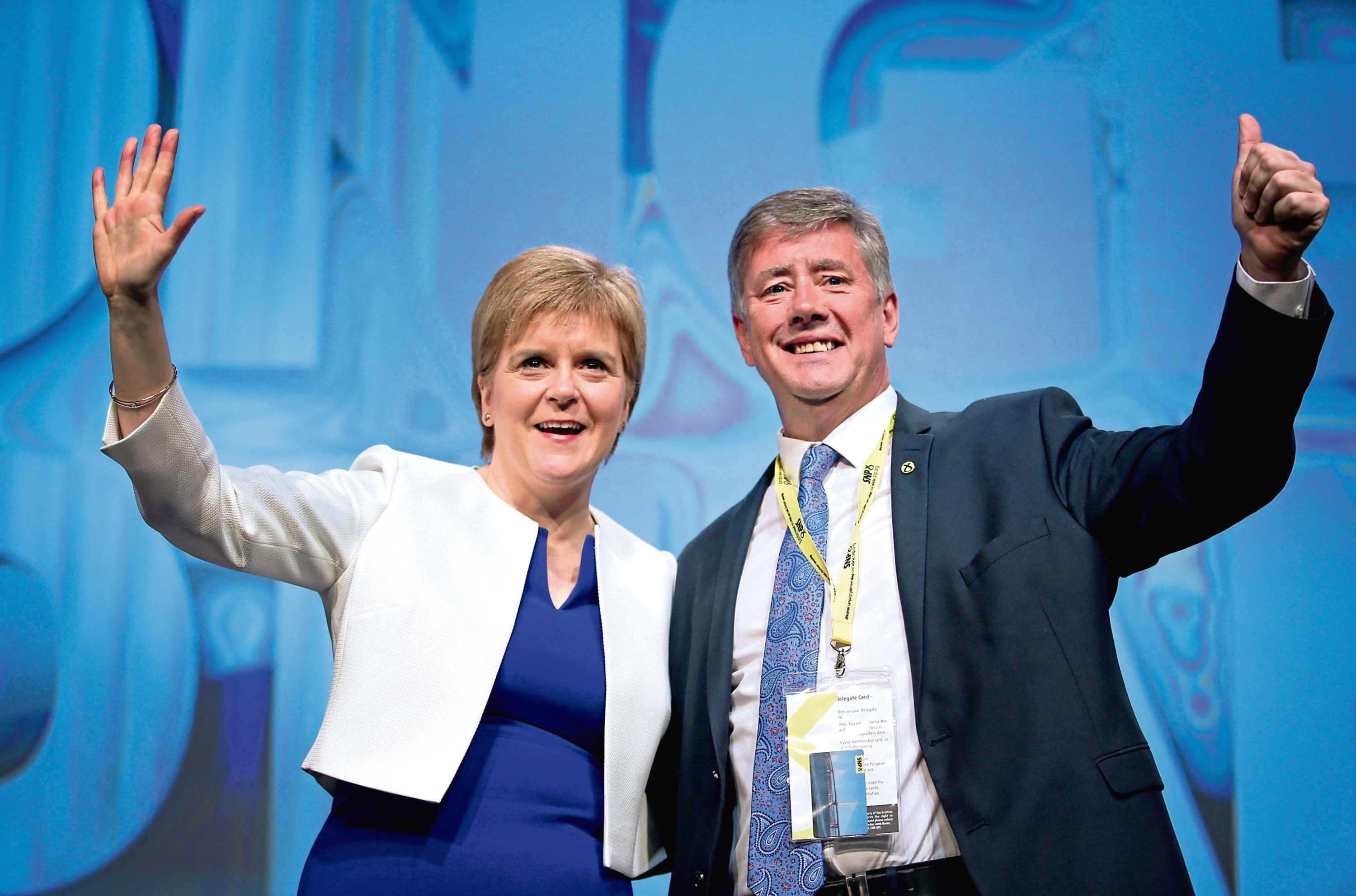 First Minister Nicola Sturgeon with the party's new deputy leader Keith Brown MSP (Jane Barlow/PA Wire)