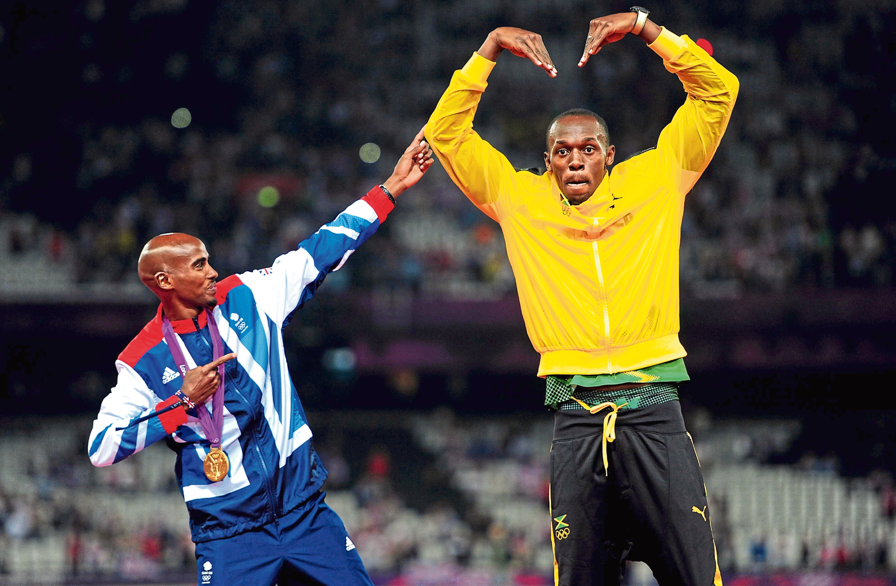 Superstar athletes Mo Farah and Usain Bolt at the 2012 Olympics (Adam Davy / PA)