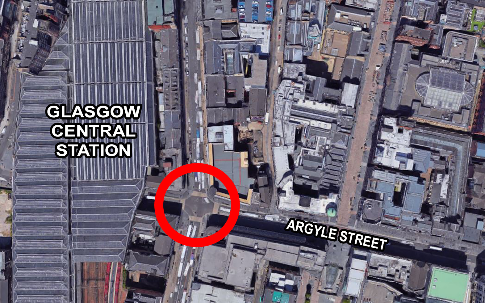 A police probe has centred on the area next to Glasgow's Central Station
