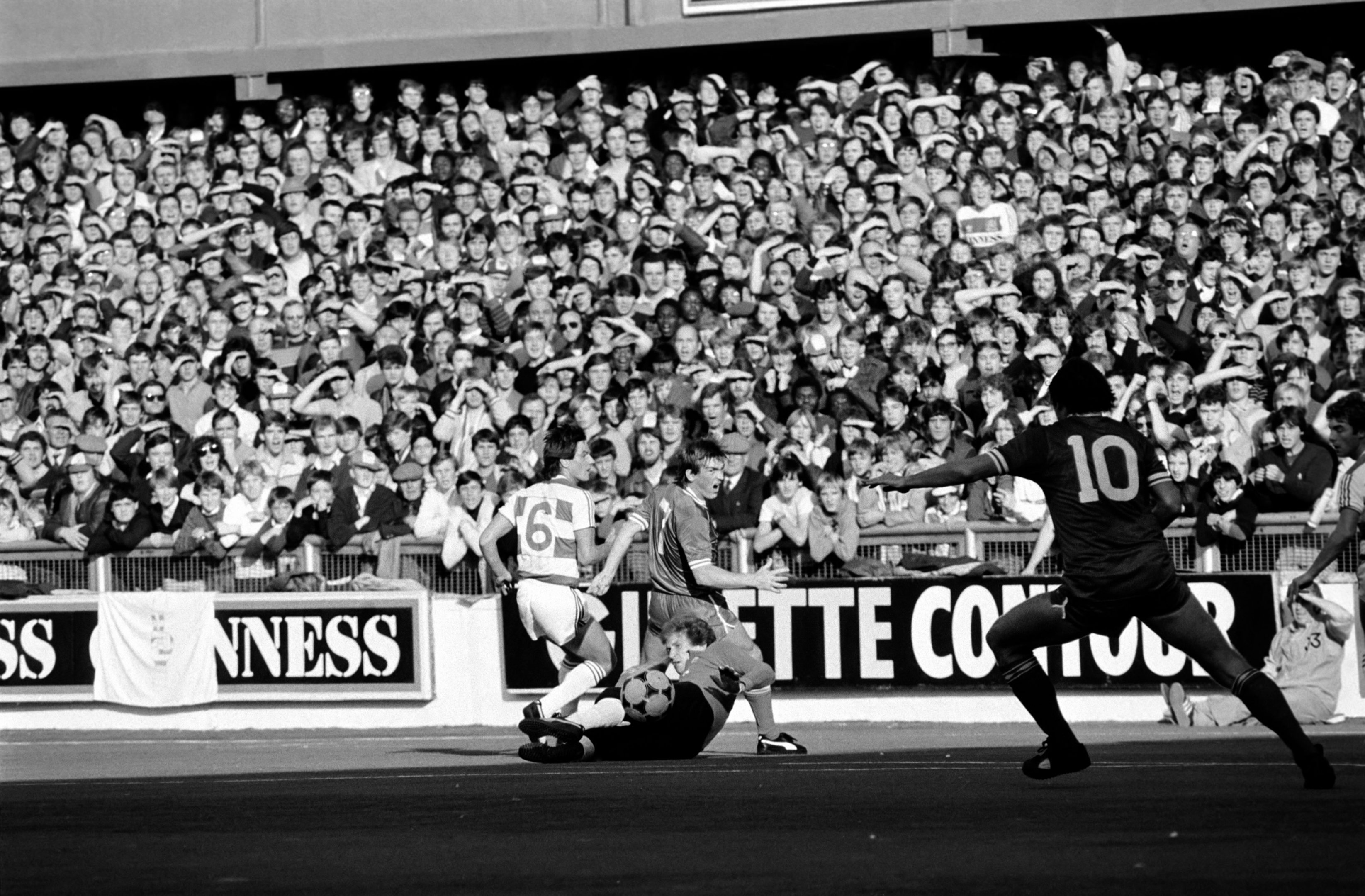 Kenny Dalglish in action against QPR on Loftus Road’s plastic pitch in October 1983 (Mirrorpix)