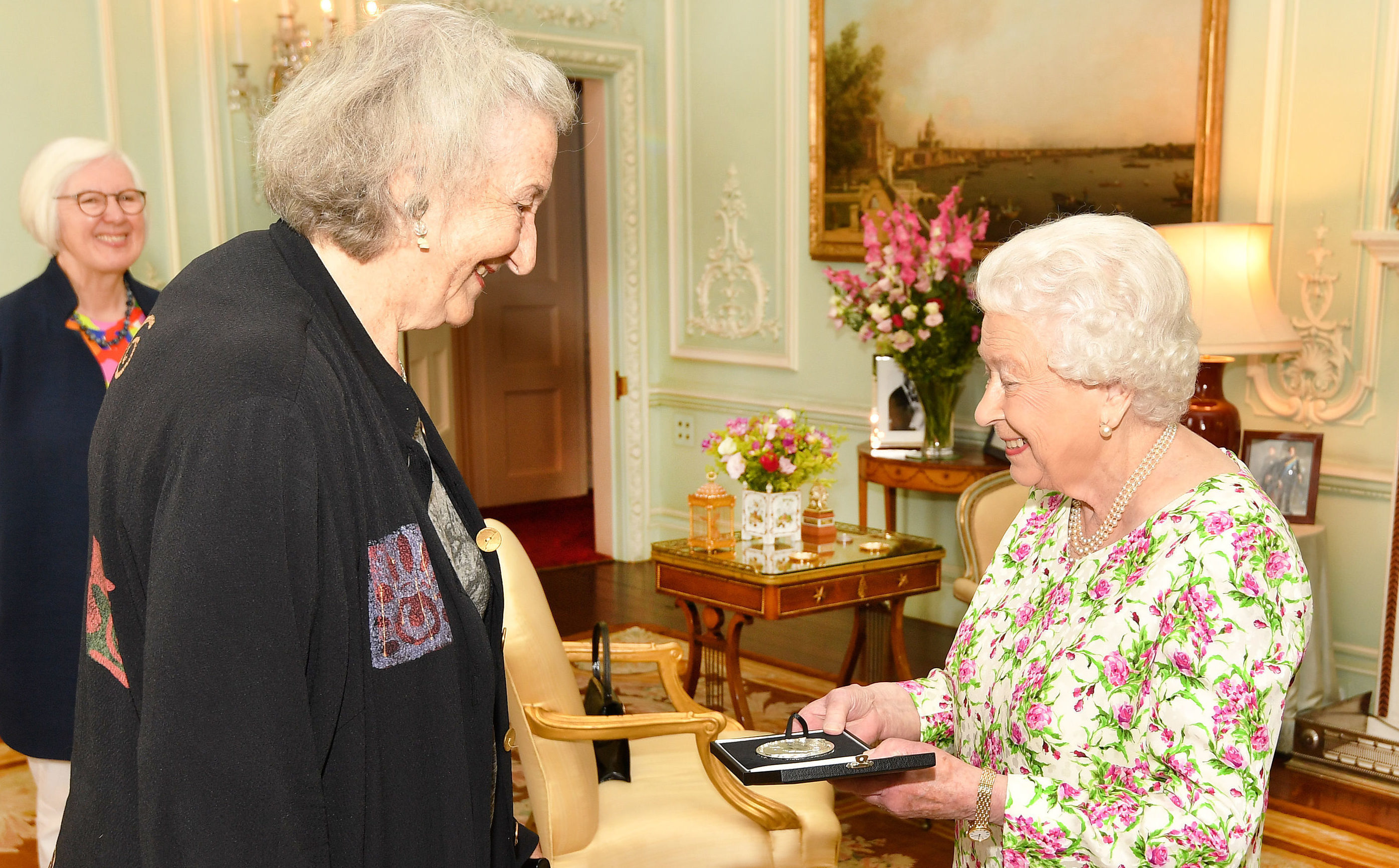 Queen Elizabeth II presents the Queen's Medal for Music to the composer Thea Musgrave CBE (John Stillwell/PA Wire)