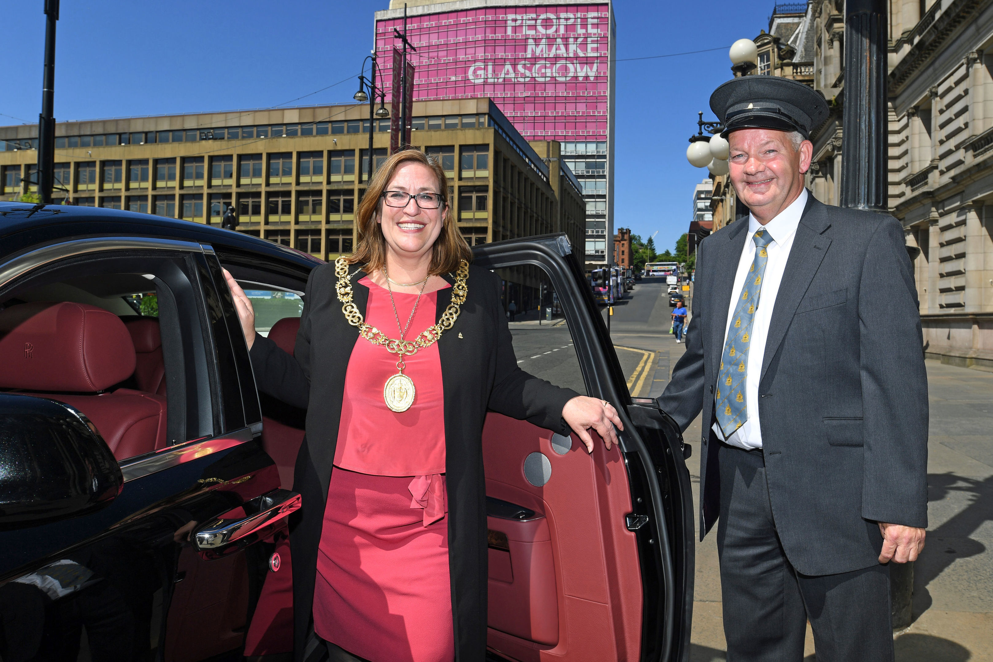 Lord Provost Eva Bolander with the donated Rolls Royce Ghost (Glasgow City Council/PA Wire)