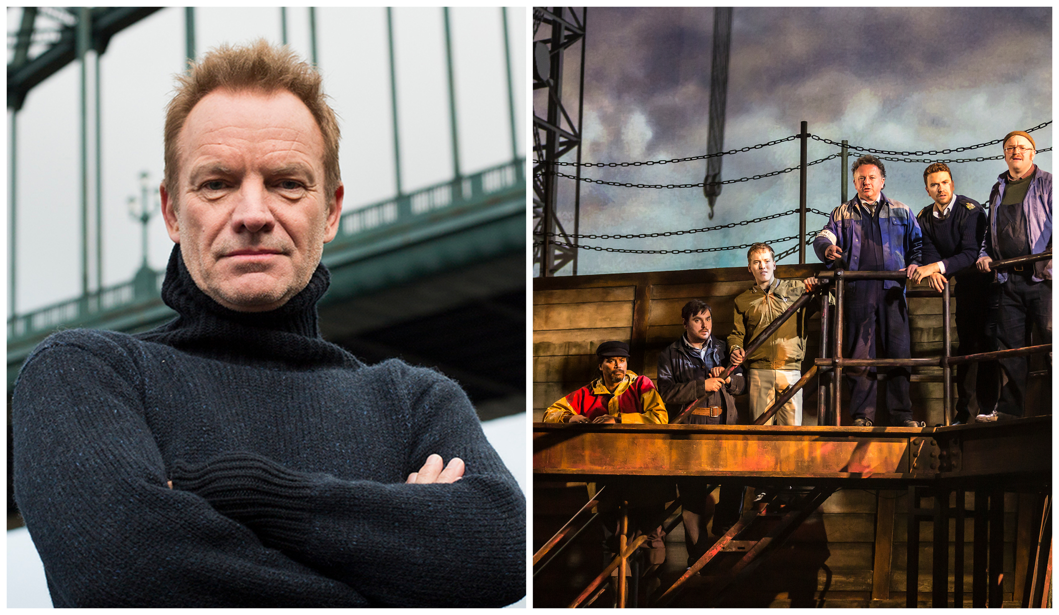 Sting, left, and a shot from the stage production The Last Ship (Mark Savage & Pamela Raith)