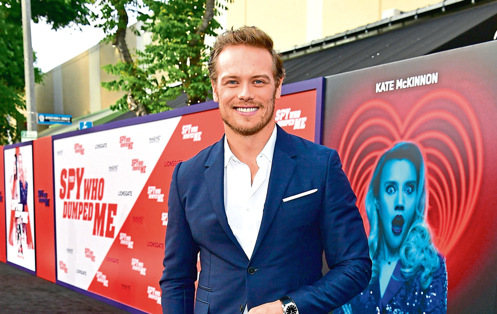 Sam Heughan attends the premiere of Lionsgate's 'The Spy Who Dumped Me' at Fox Village Theater on July 25, 2018 in Los Angeles, California.  Emma McIntyre/Getty Images.