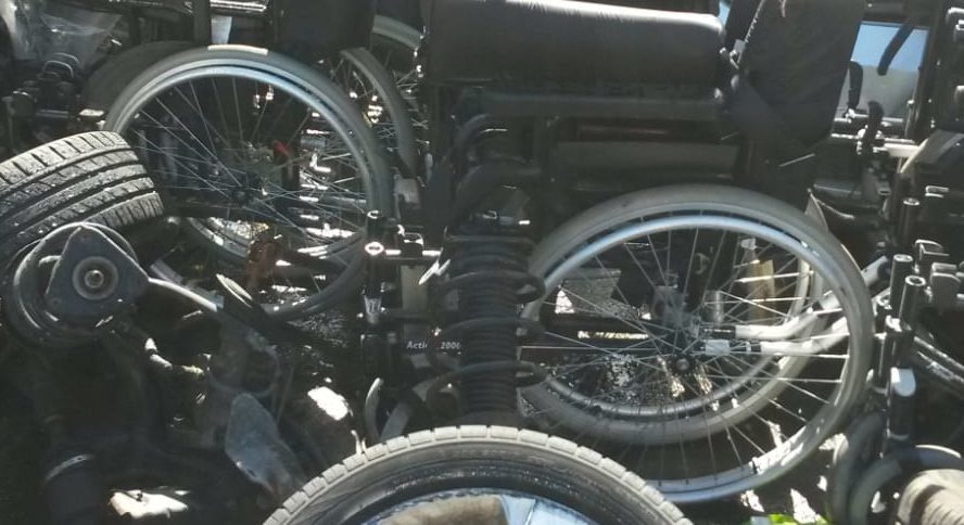 Wheelchairs found in scrapyard.