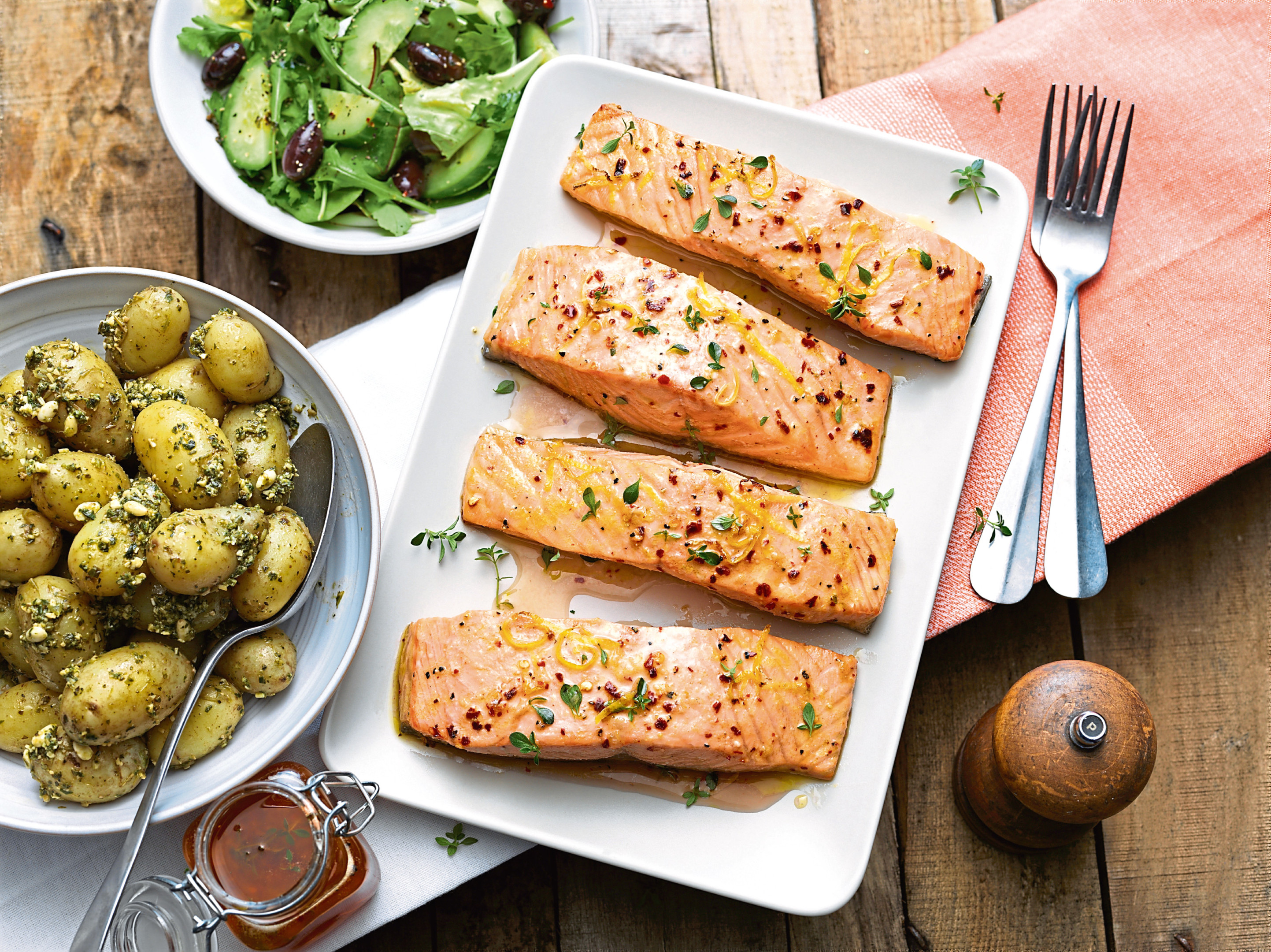 Rose and lemon salmon