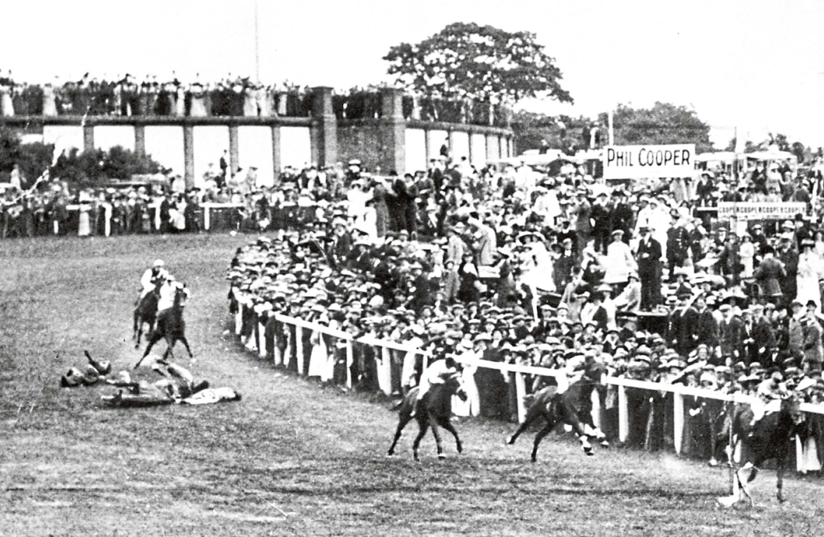 Emily Davison is knocked down by the King’s mount at Epsom