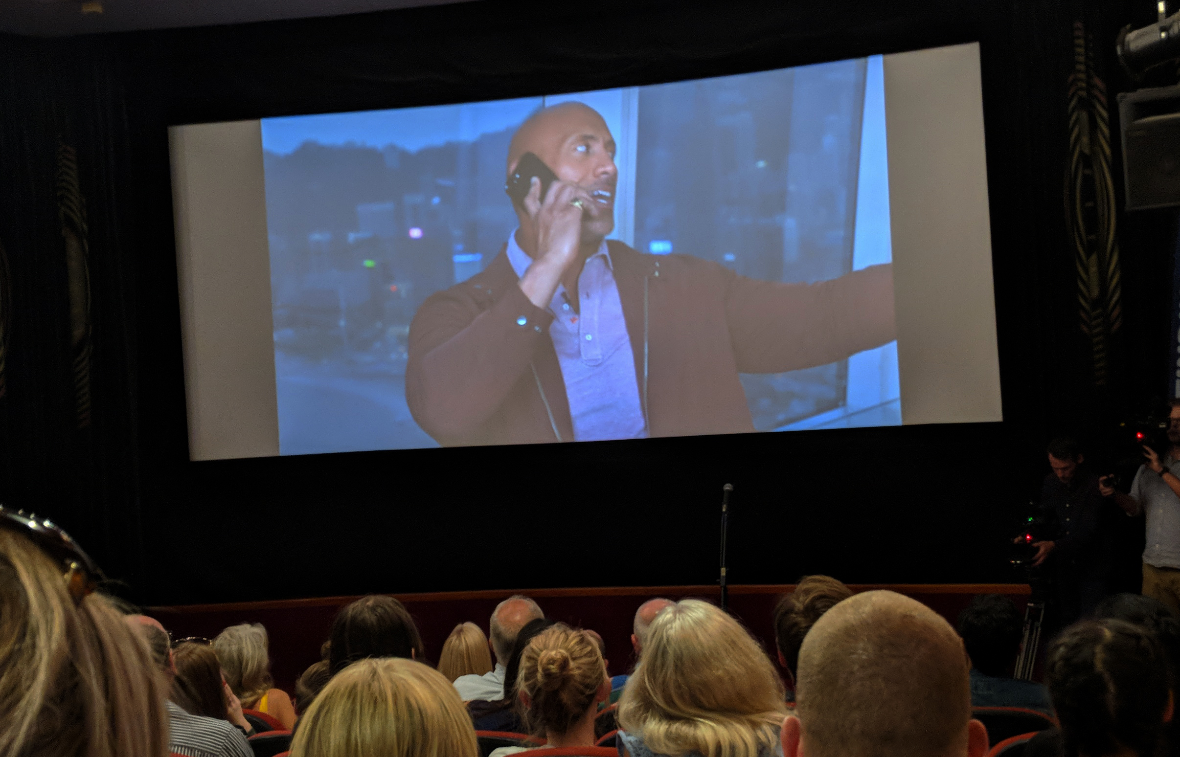 The Rock surprises guests at the screening event (Finding Your Feet)