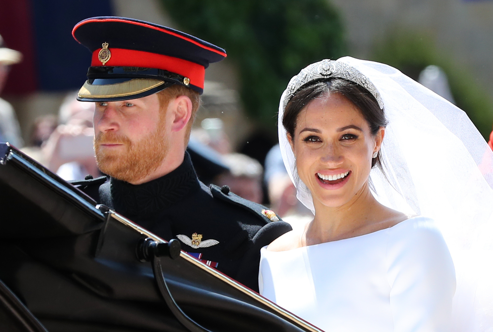 Meghan Markle and Prince Harry leave St George's Chapel at Windsor Castle after their wedding on 19 May 2018 (PA Wire)