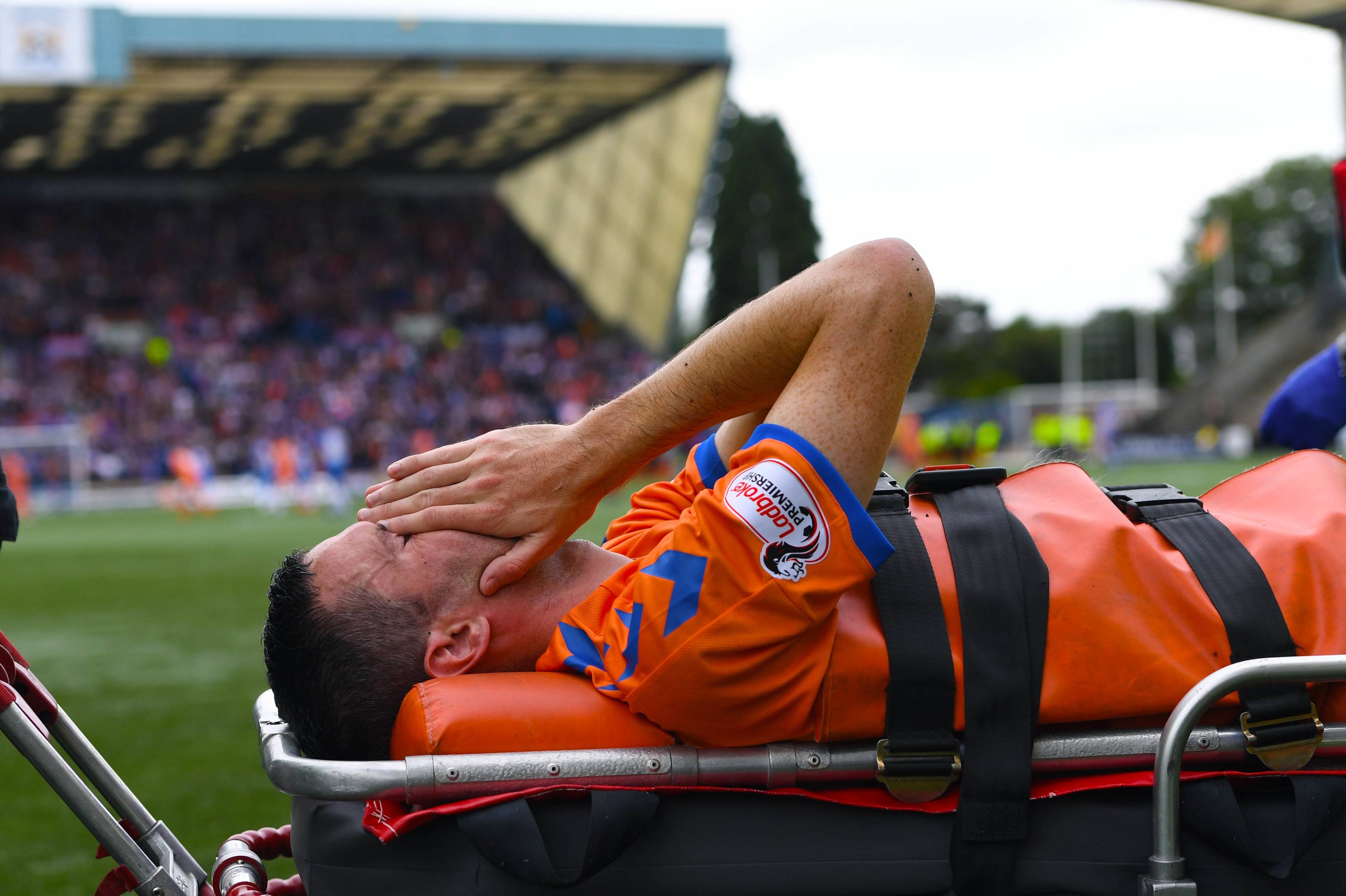 Rangers' Jamie Murphy is replaced after suffering an injury (SNS Group / Craig Williamson)