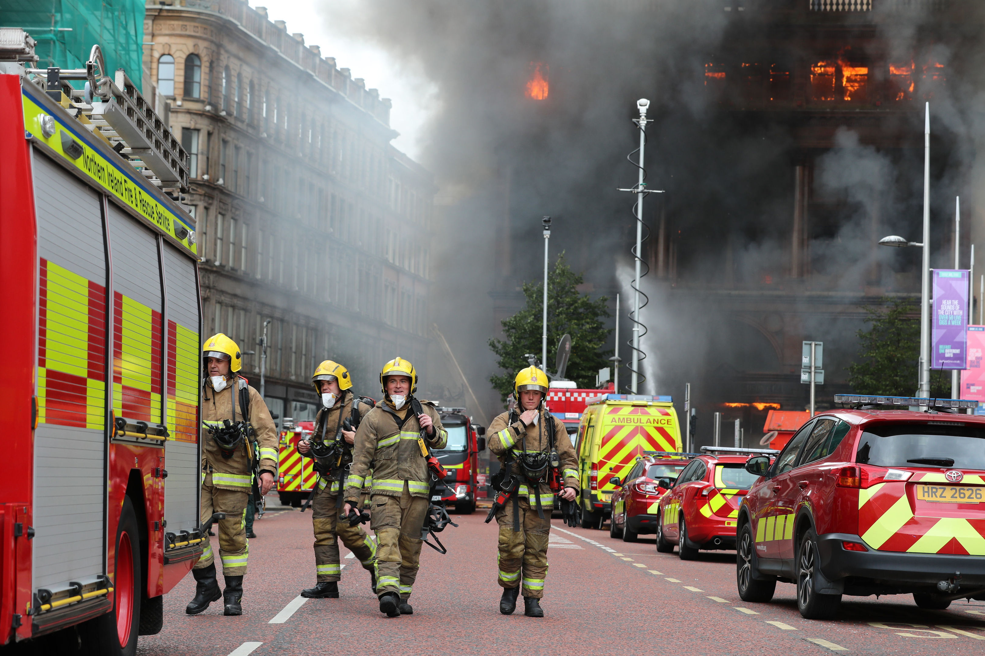 Firefighters helping to tackle a major blaze in Glasgow.