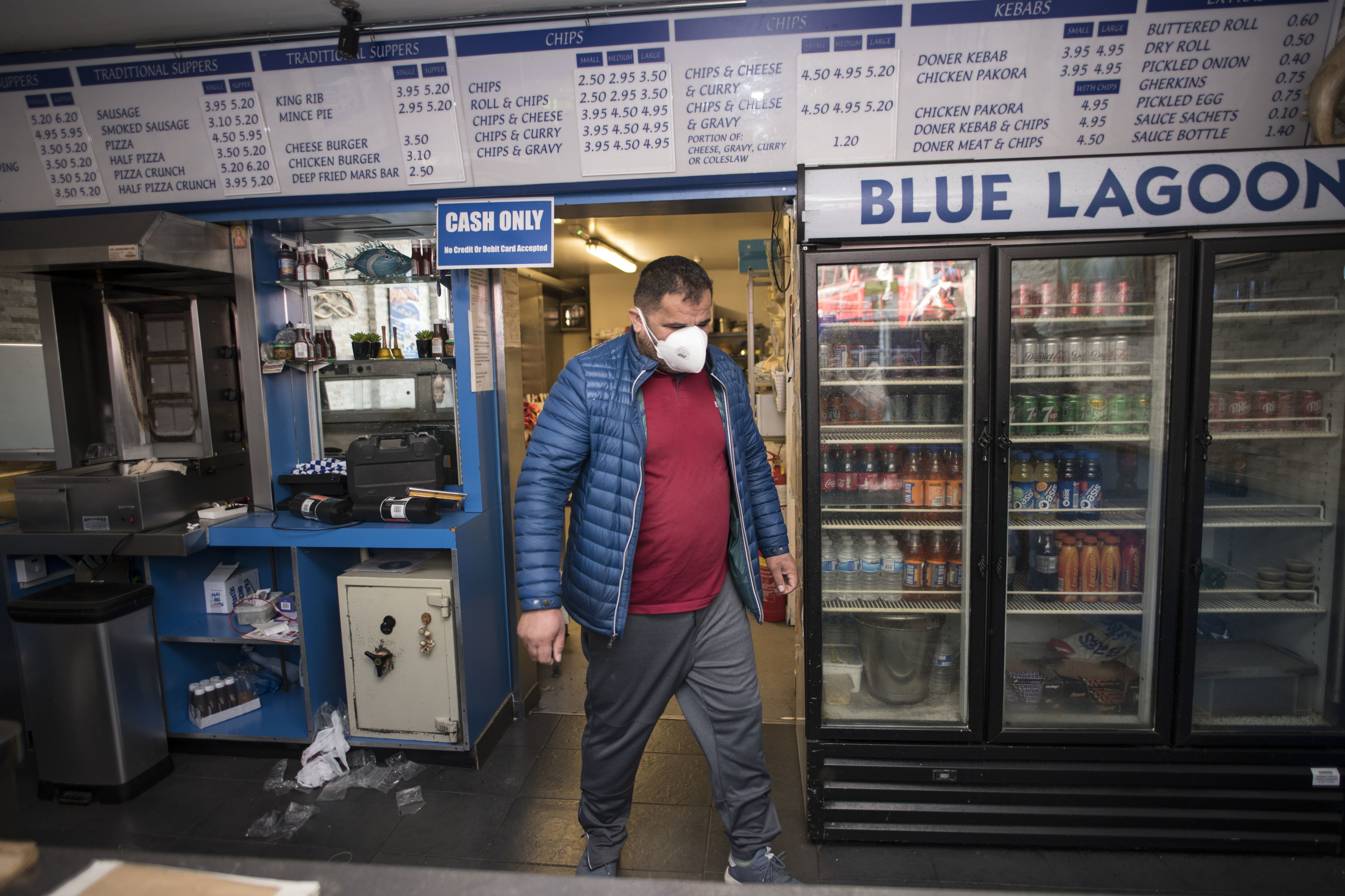 Blue Lagoon franchise owner Andy Senko surveys the premises after opening the doors for the first time since the fire (Wattie Cheung)