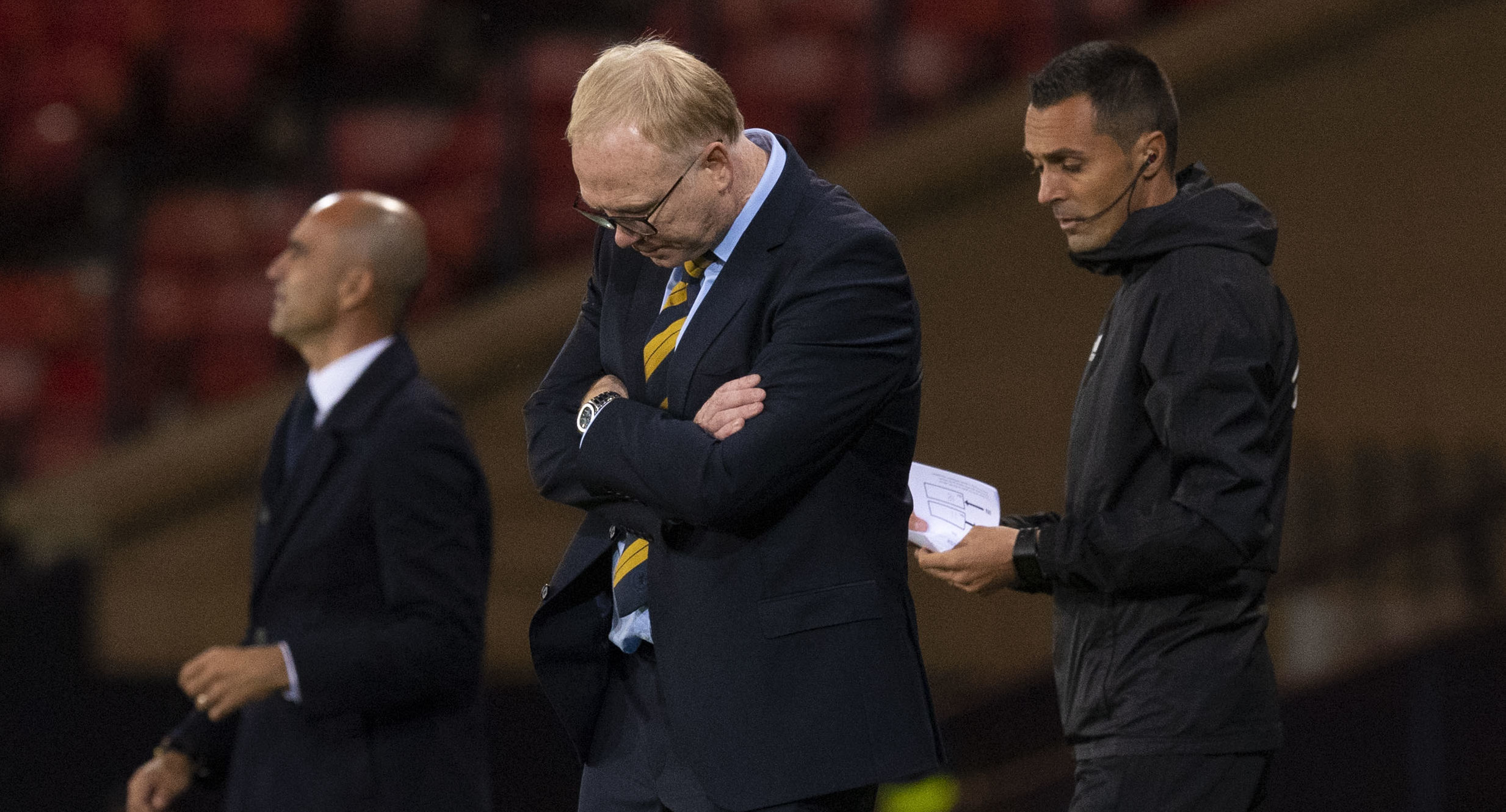 Scotland manager Alex McLeish looks frustrated at the Belgium match